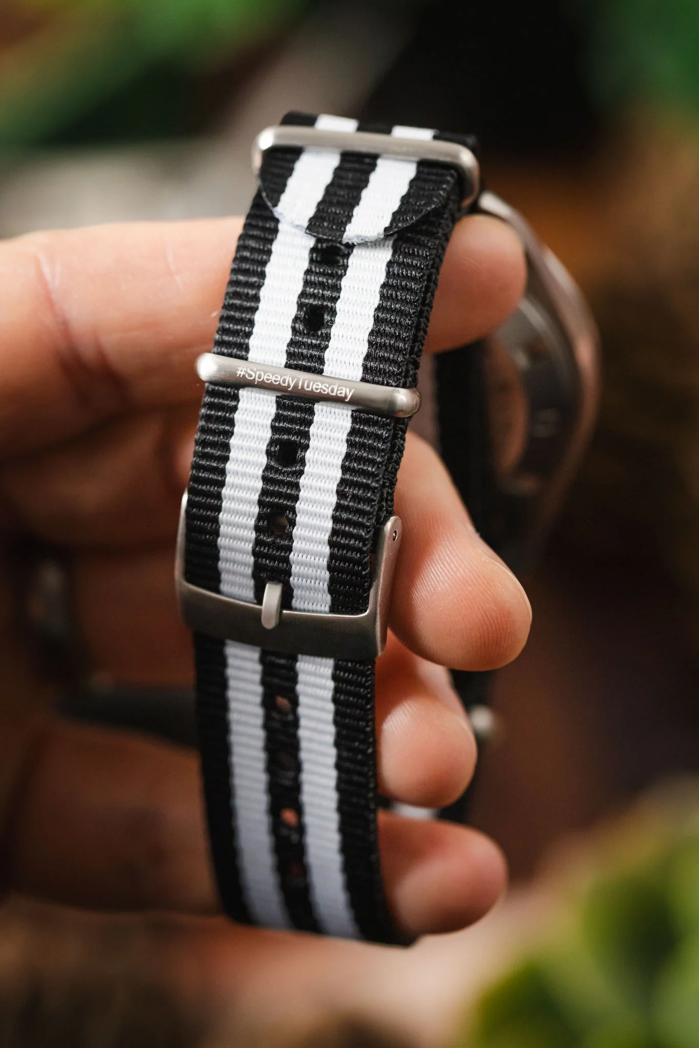 Nylon Watch Strap in BLACK with WHITE Stripes - #SpeedyTuesday Edition - Image 4