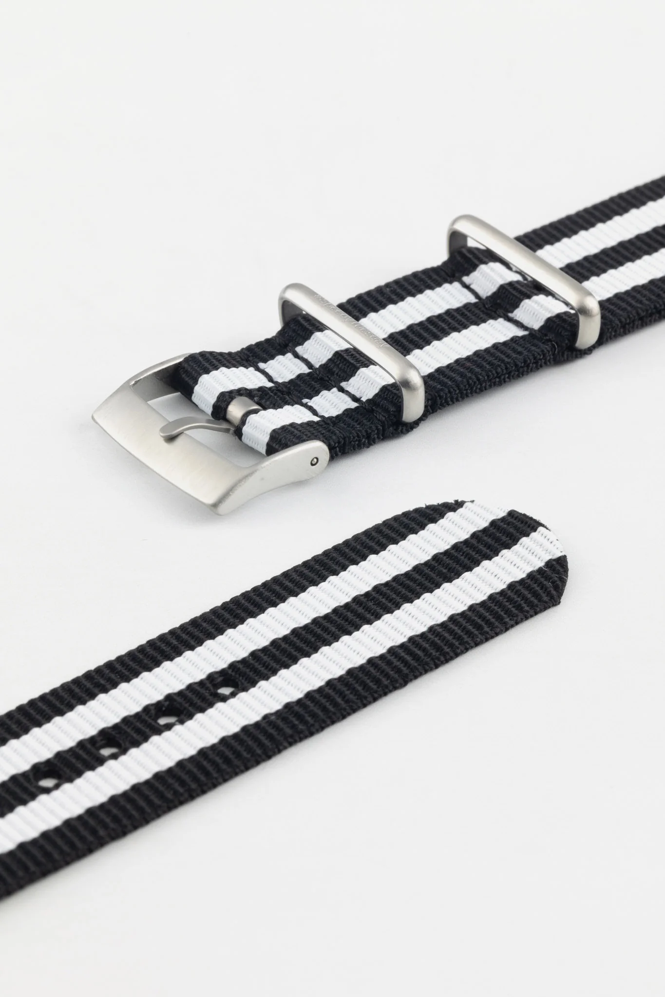 Nylon Watch Strap in BLACK with WHITE Stripes - #SpeedyTuesday Edition - Image 5