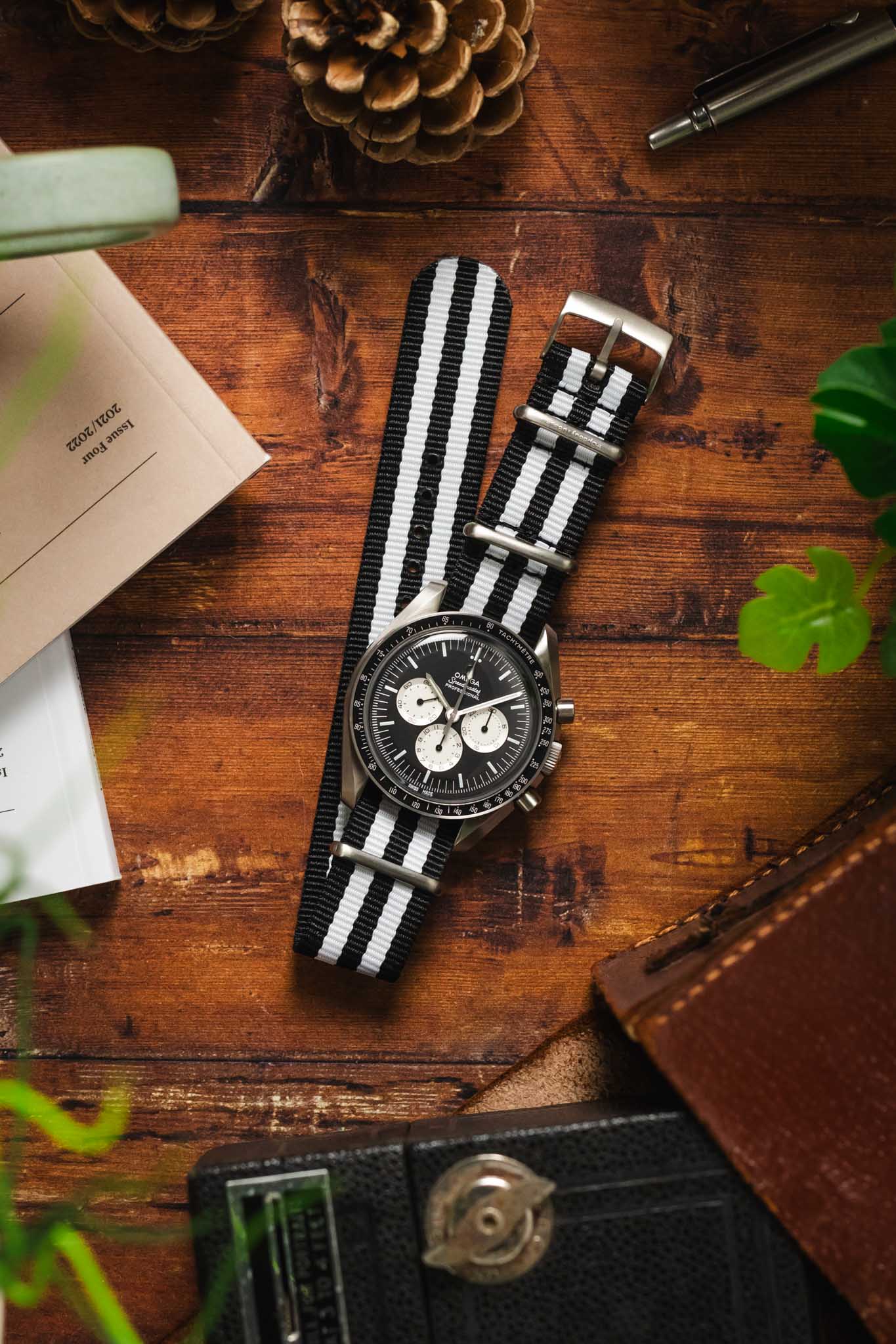 Nylon Watch Strap in BLACK with WHITE Stripes - #SpeedyTuesday Edition - Image 7