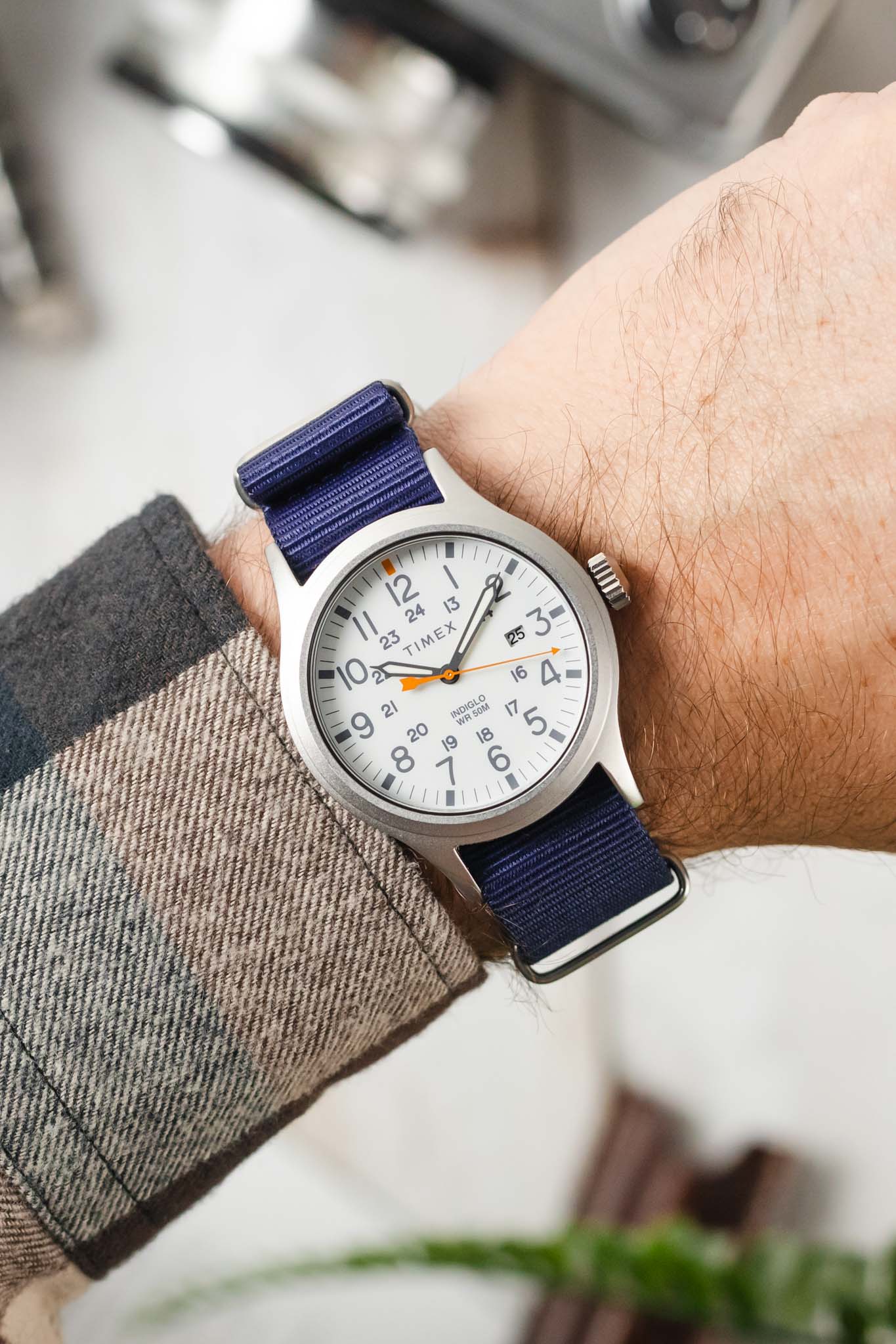 Nylon Watch Strap in BLUE with Brushed Buckle and Keepers - Image 2