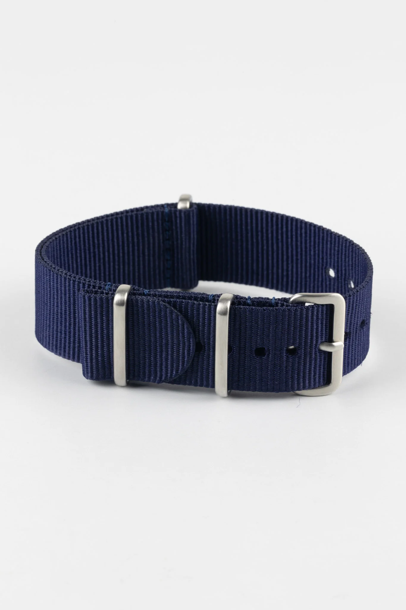 Nylon Watch Strap in BLUE with Brushed Buckle and Keepers - Image 3