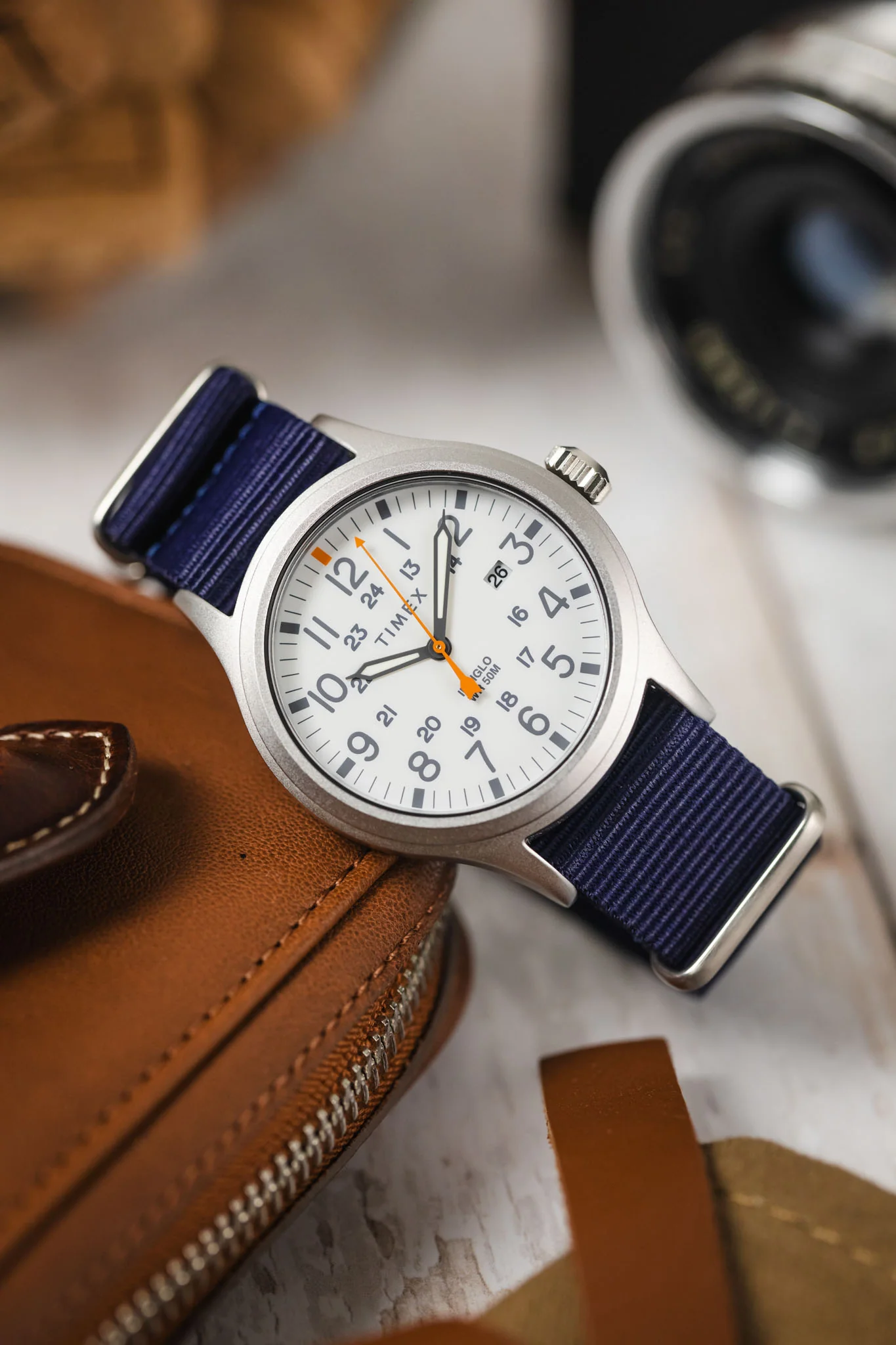 Nylon Watch Strap in BLUE with Brushed Buckle and Keepers - Image 4