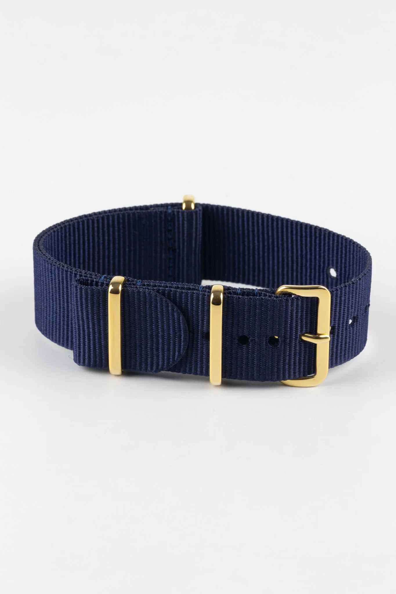 Nylon Watch Strap in BLUE with Gold Buckle and Keepers - Image 3