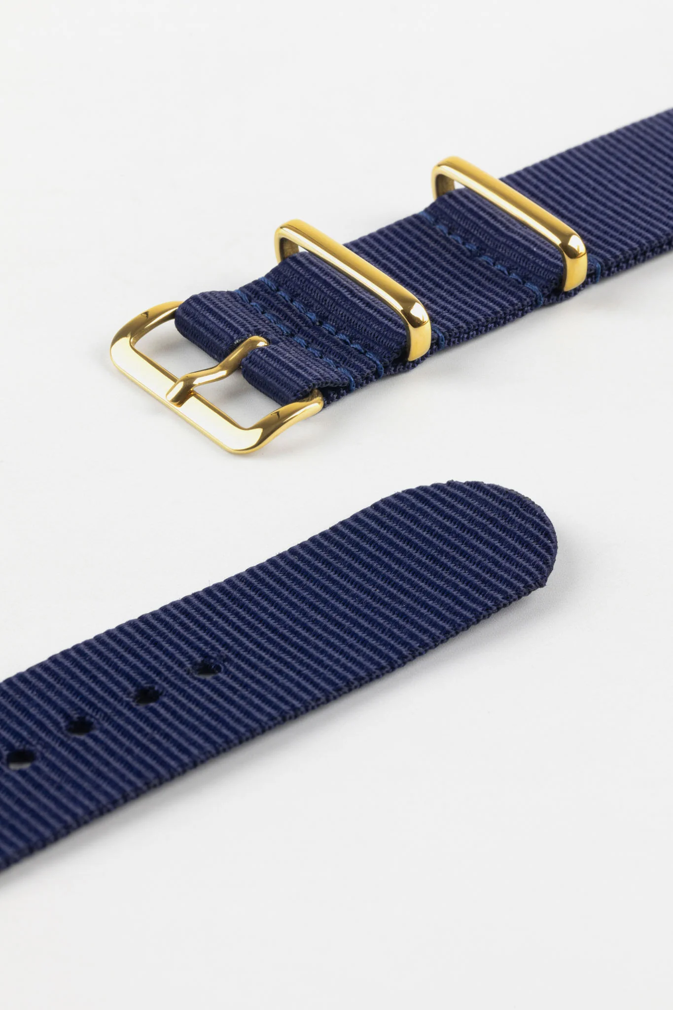 Nylon Watch Strap in BLUE with Gold Buckle and Keepers - Image 5