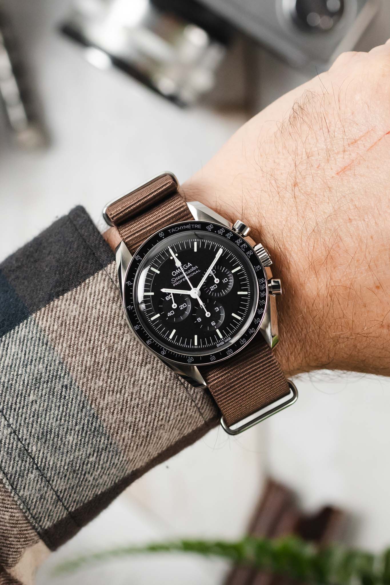 Nylon Watch Strap in COFFEE BROWN with Polished Buckle and Keepers - Image 2