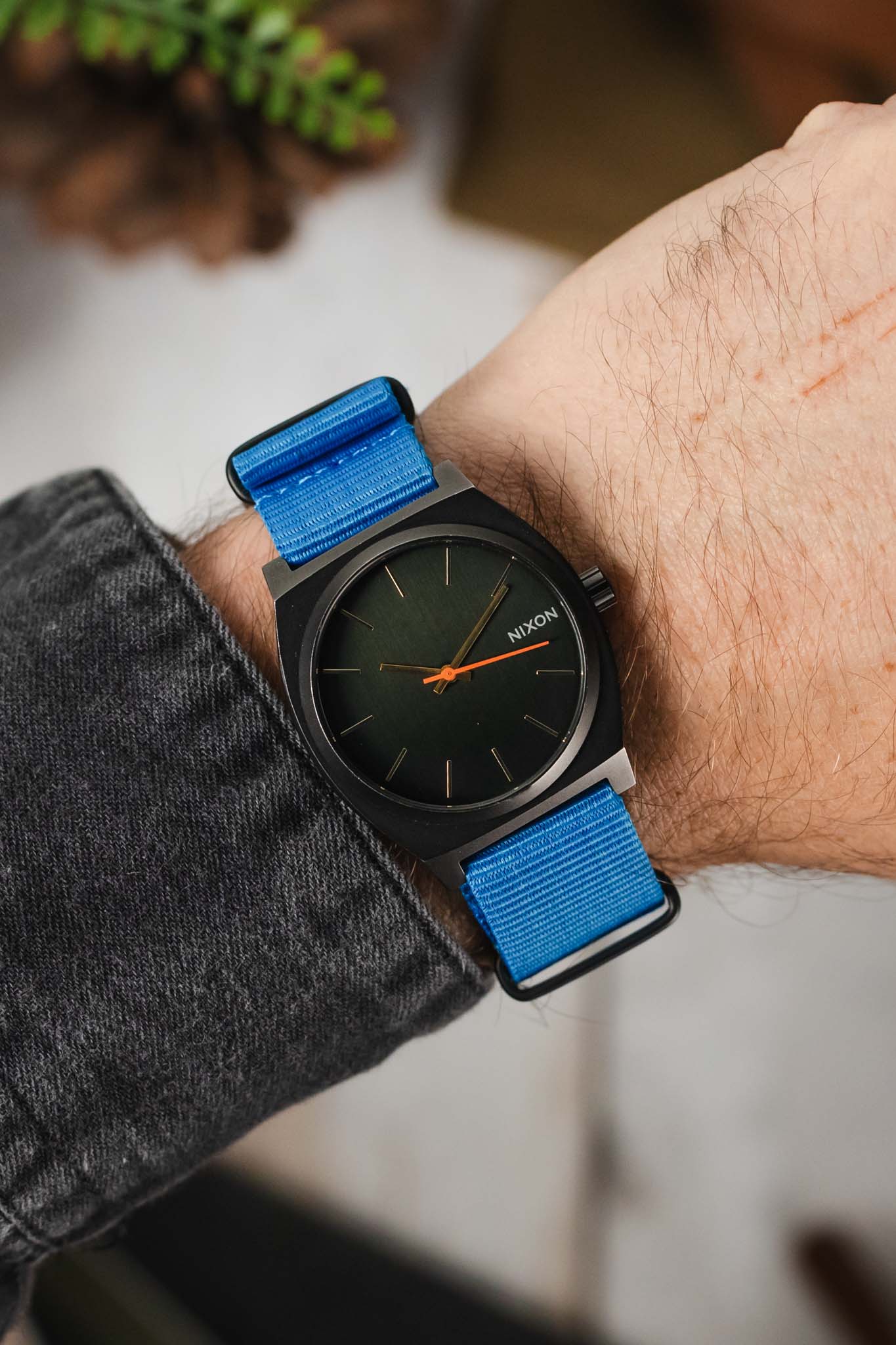 Nylon Watch Strap in CAPRI BLUE with Black PVD Buckle and Keepers - Image 2