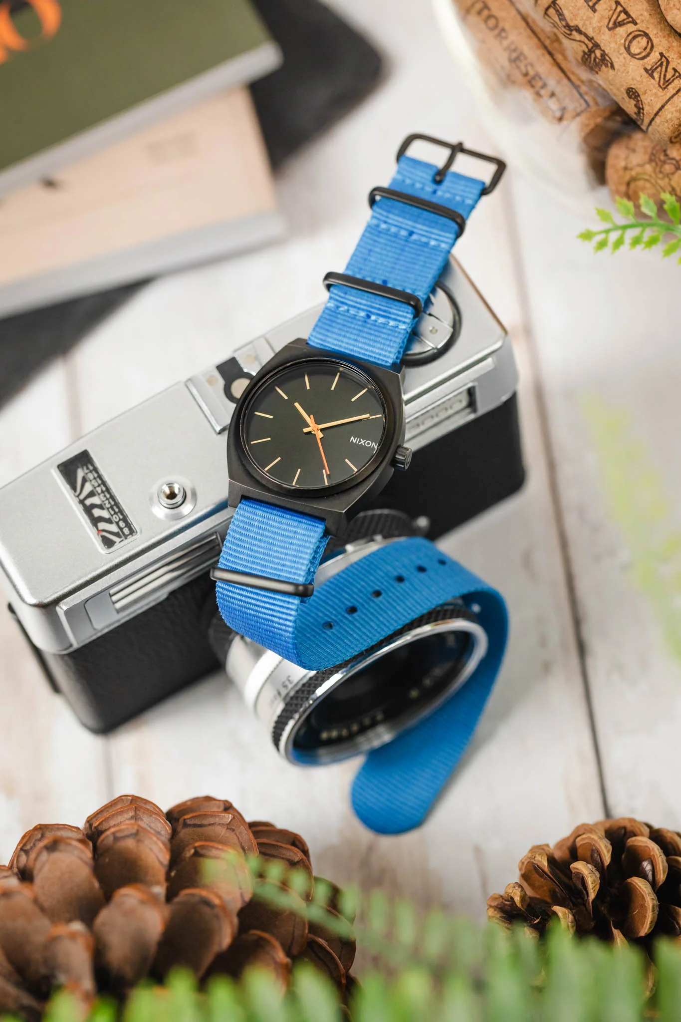 Nylon Watch Strap in CAPRI BLUE with Black PVD Buckle and Keepers - Image 4