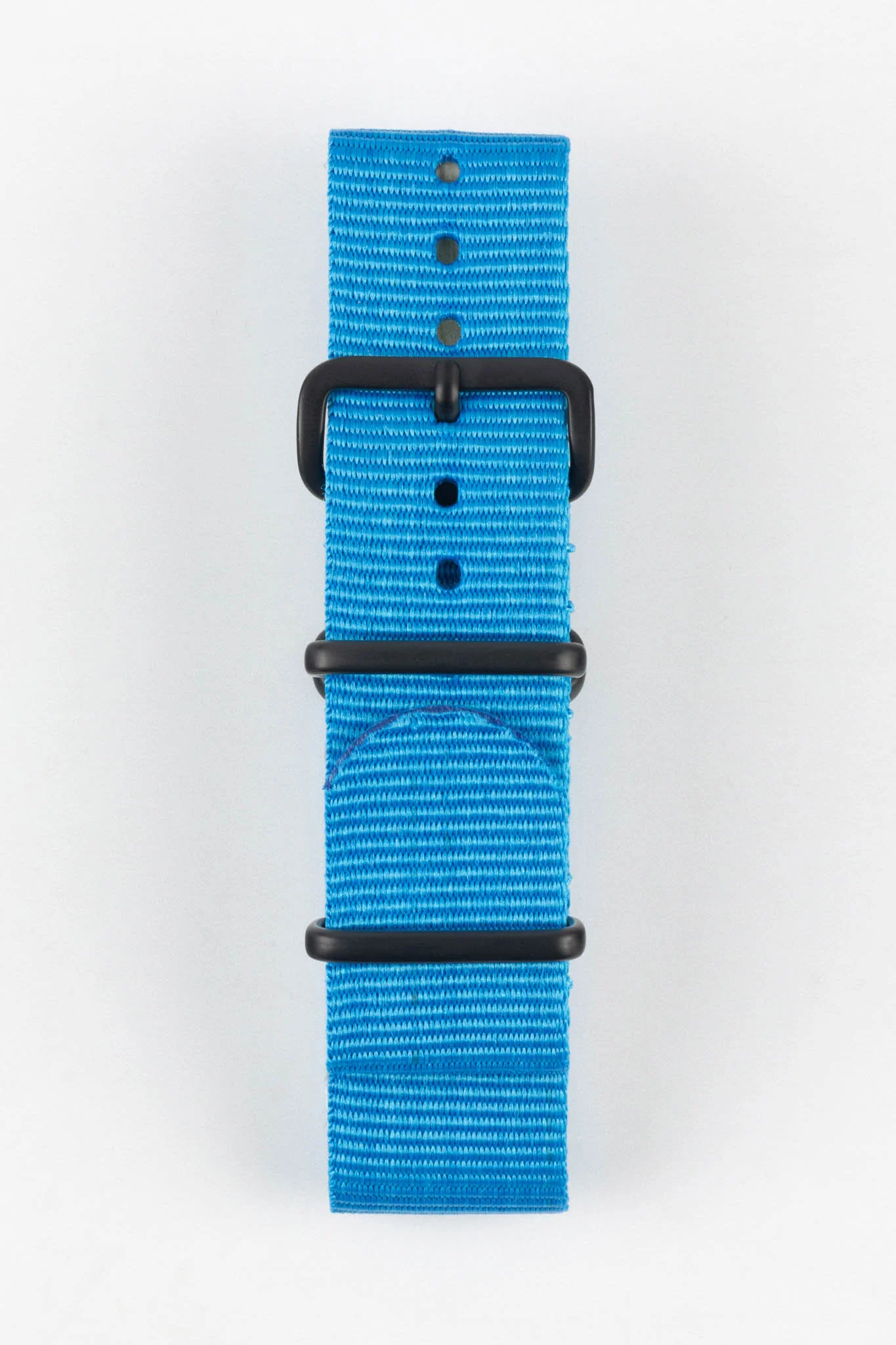 Nylon Watch Strap in CAPRI BLUE with Black PVD Buckle and Keepers - Image 7