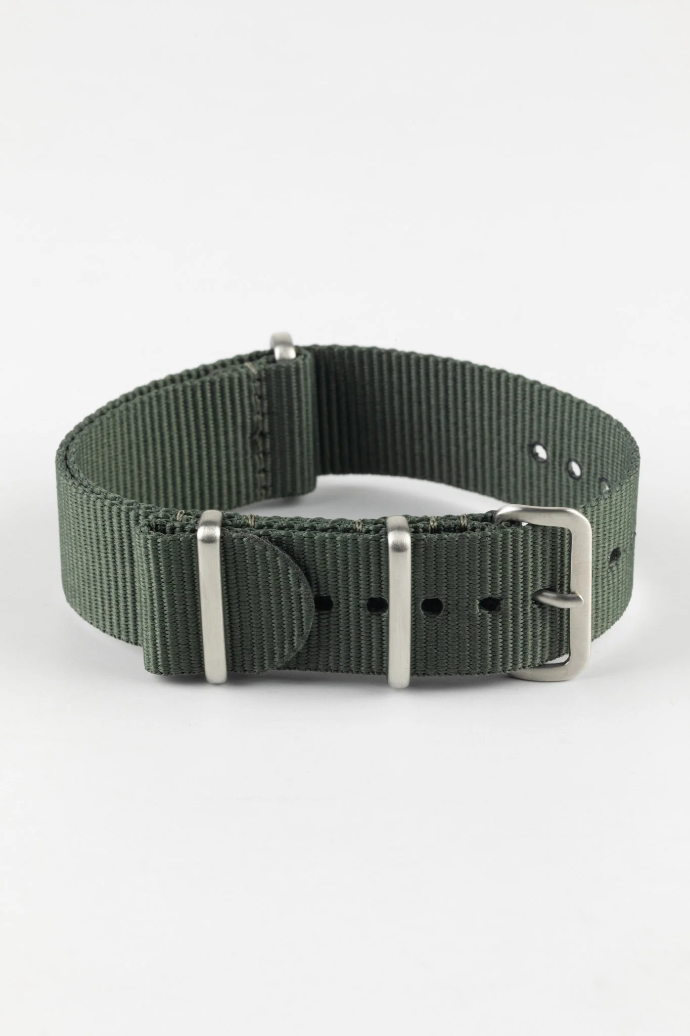 Nylon Watch Strap in DARK GREY with Brushed Buckle & Keepers - Image 3