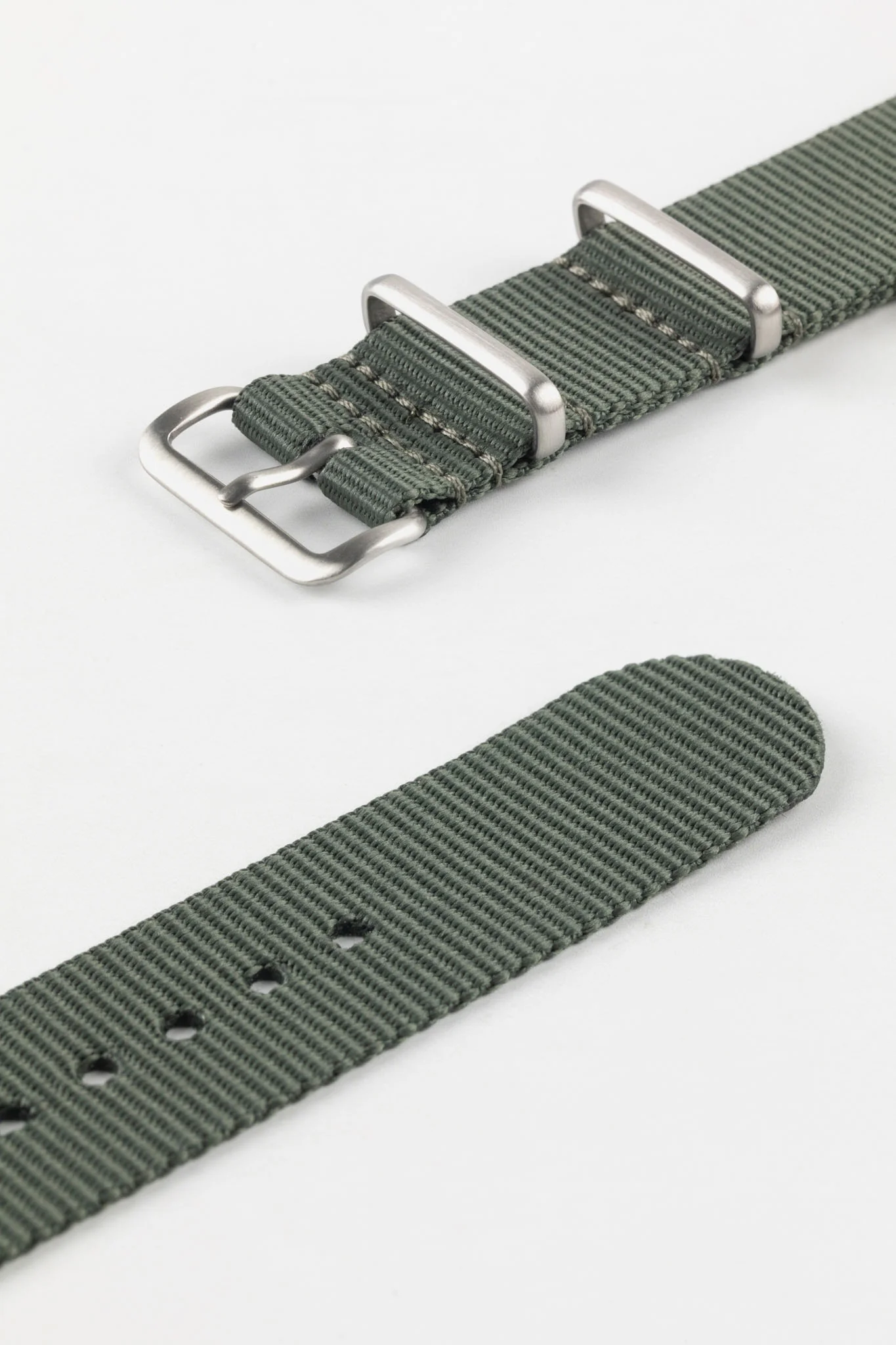 Nylon Watch Strap in DARK GREY with Brushed Buckle & Keepers - Image 5