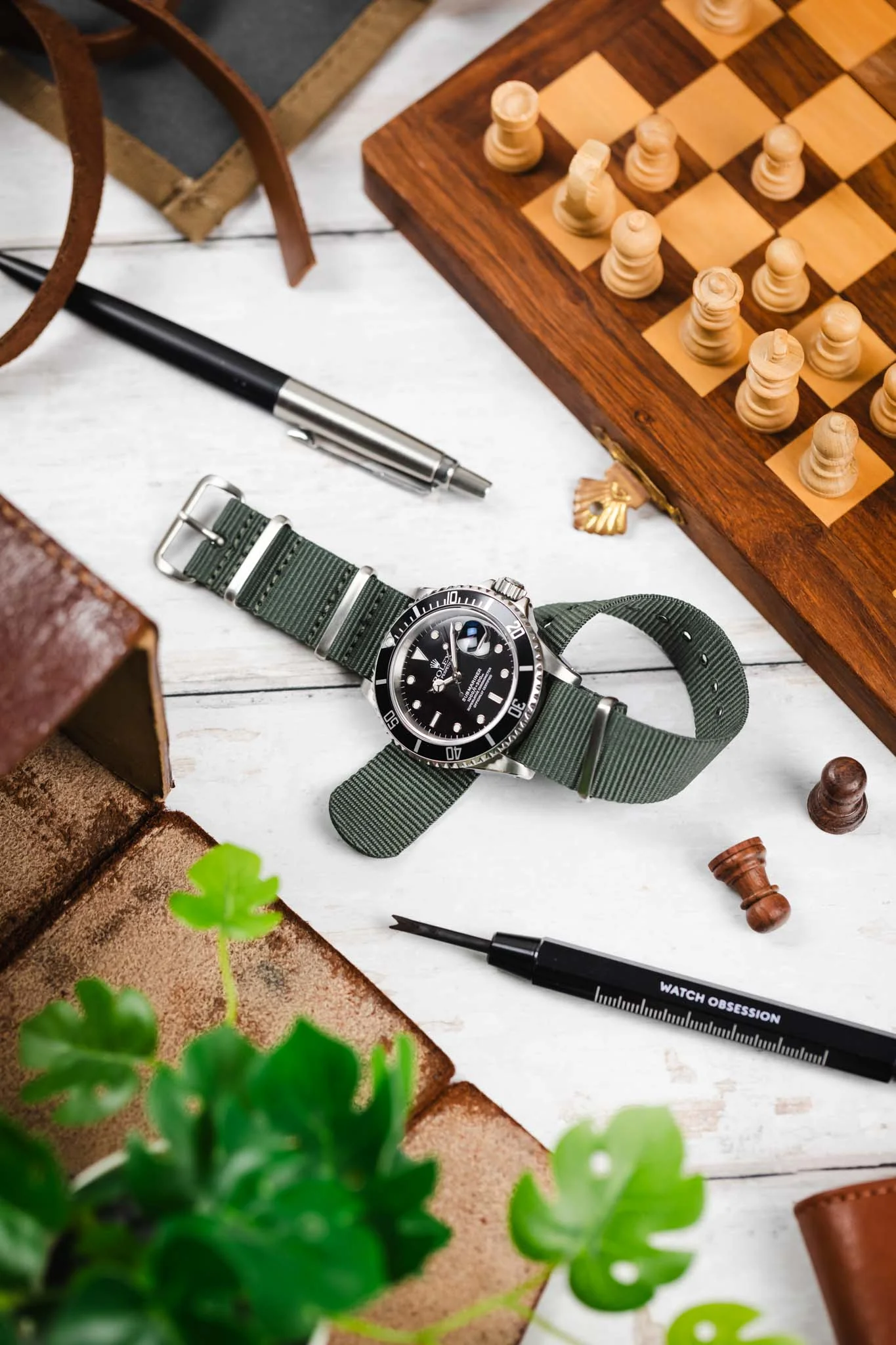 Nylon Watch Strap in DARK GREY with Brushed Buckle & Keepers - Image 6