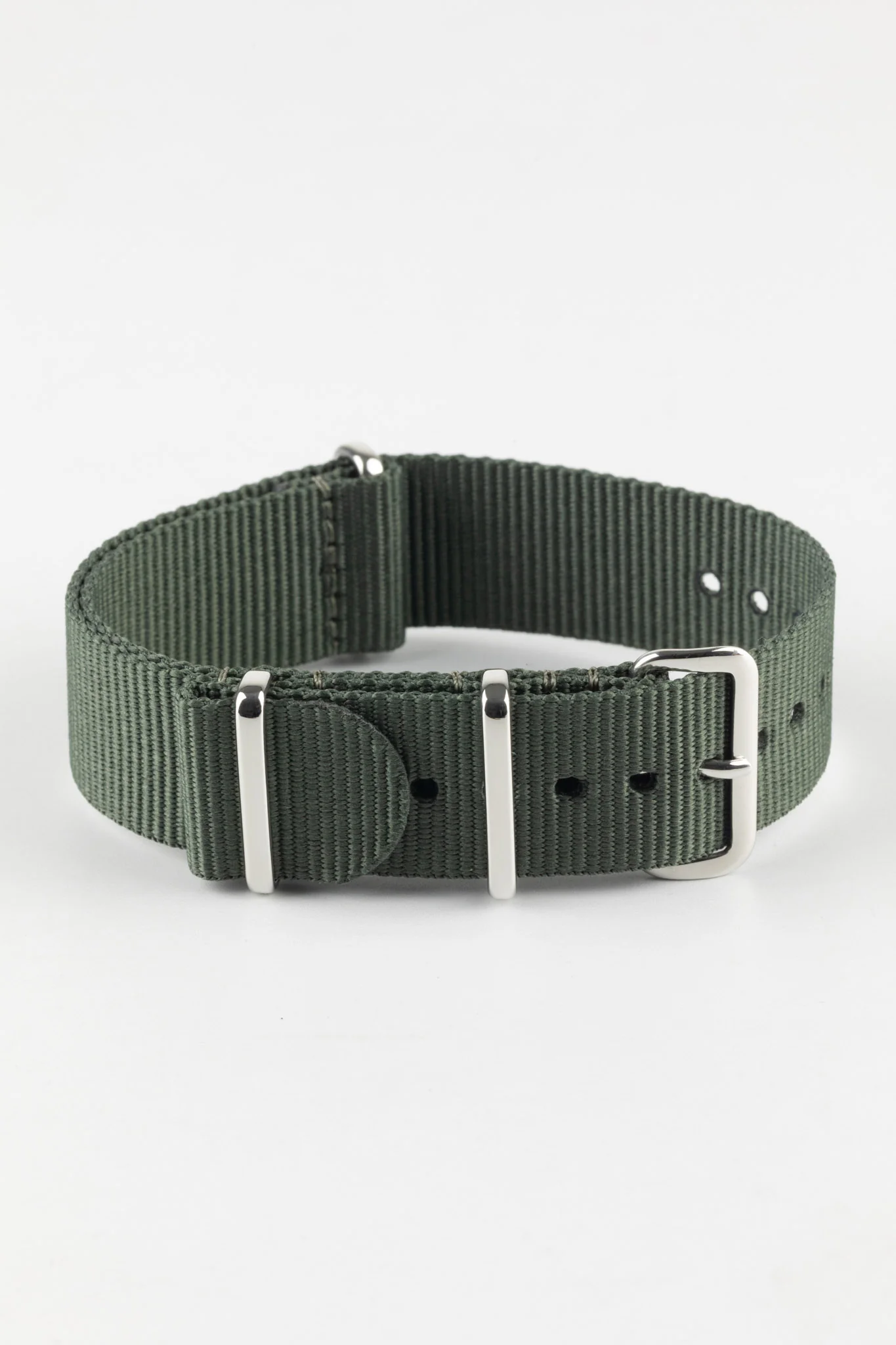 Nylon Watch Strap in DARK GREY with Polished Buckle & Keepers - Image 3