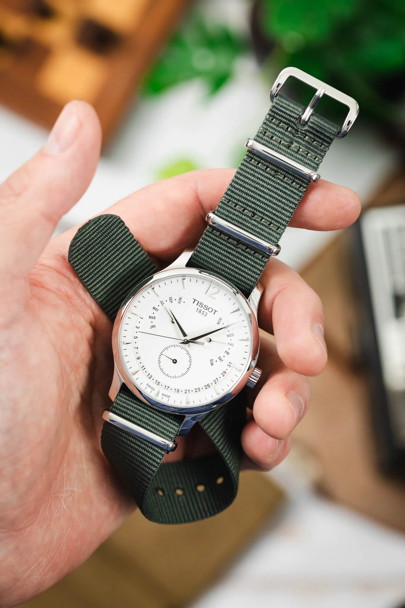 Nylon Watch Strap in DARK GREY with Polished Buckle & Keepers - Image 6