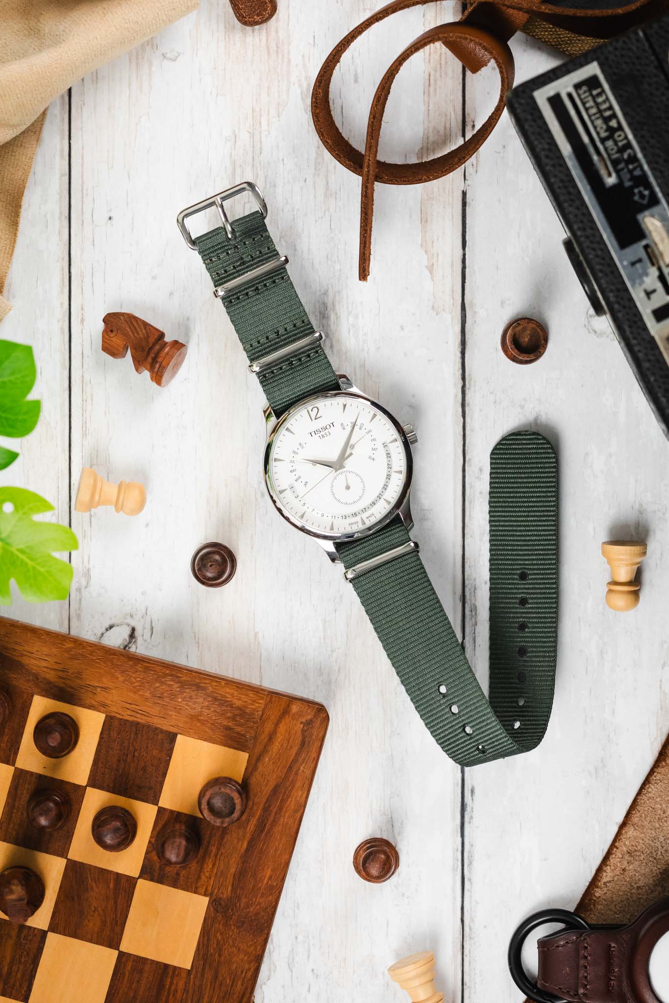Nylon Watch Strap in DARK GREY with Polished Buckle & Keepers - Image 7