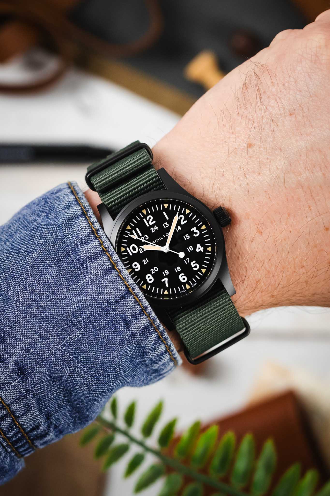Nylon Watch Strap in DARK GREY with PVD Buckle & Keepers - Image 2