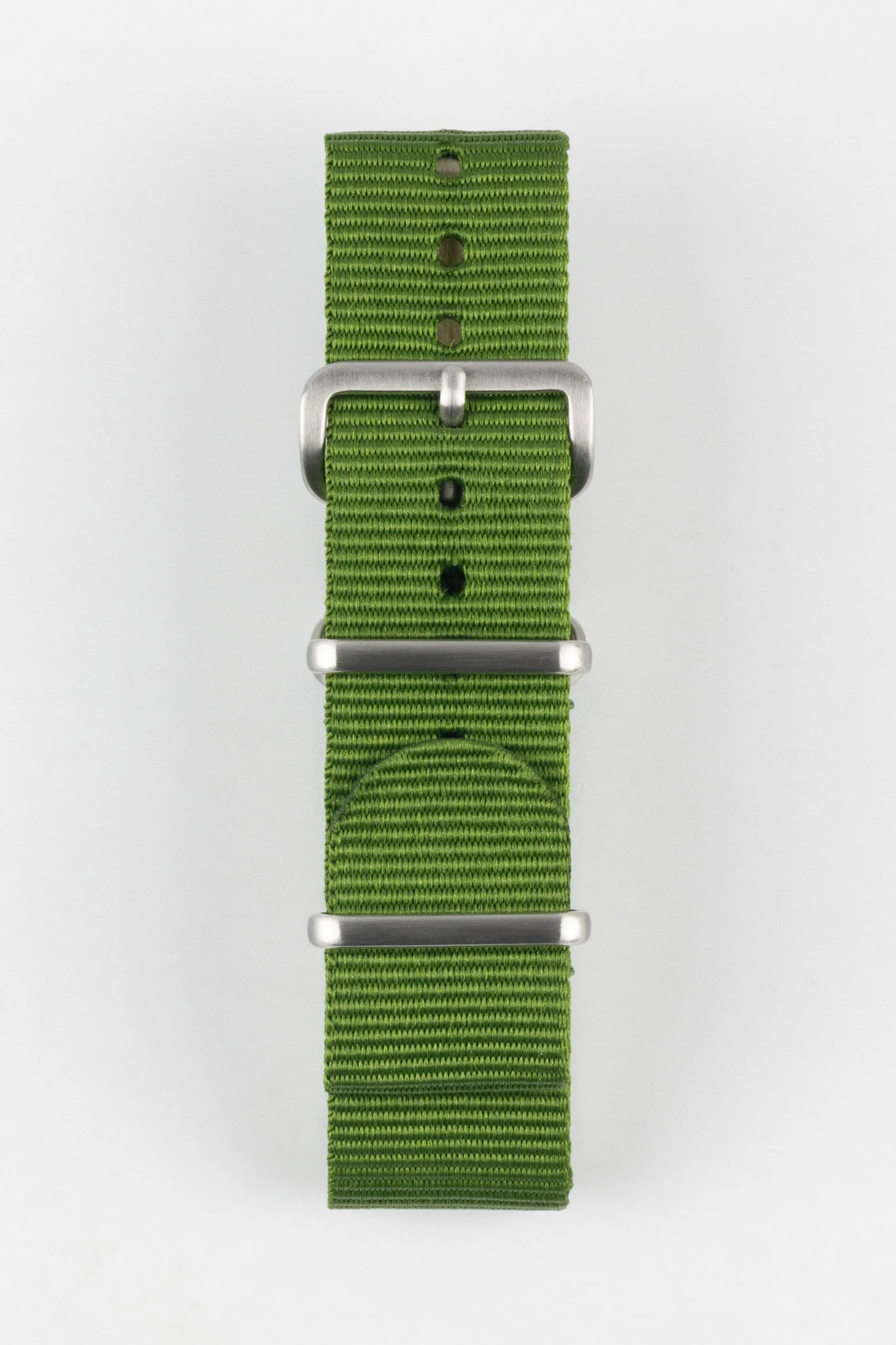 Nylon Watch Strap in GREEN with Brushed Buckle and Keepers - Image 7