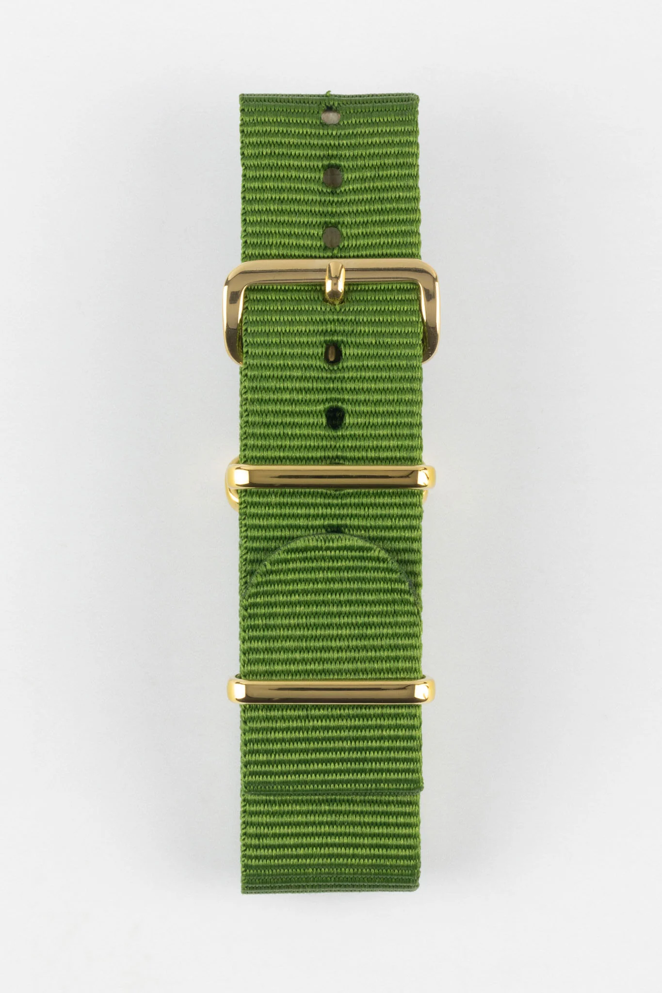 Nylon Watch Strap in GREEN with Gold Buckle and Keepers - Image 7