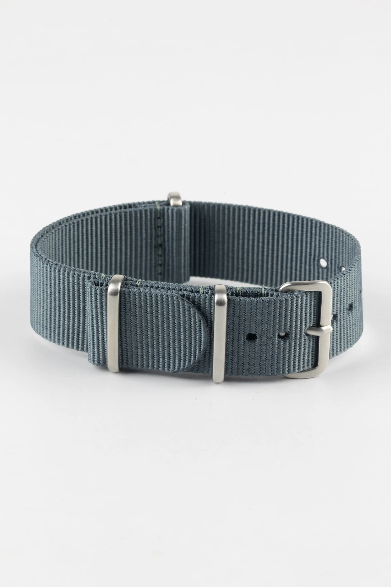 Nylon Watch Strap in GREY with Brushed Buckle and Keepers - Image 3