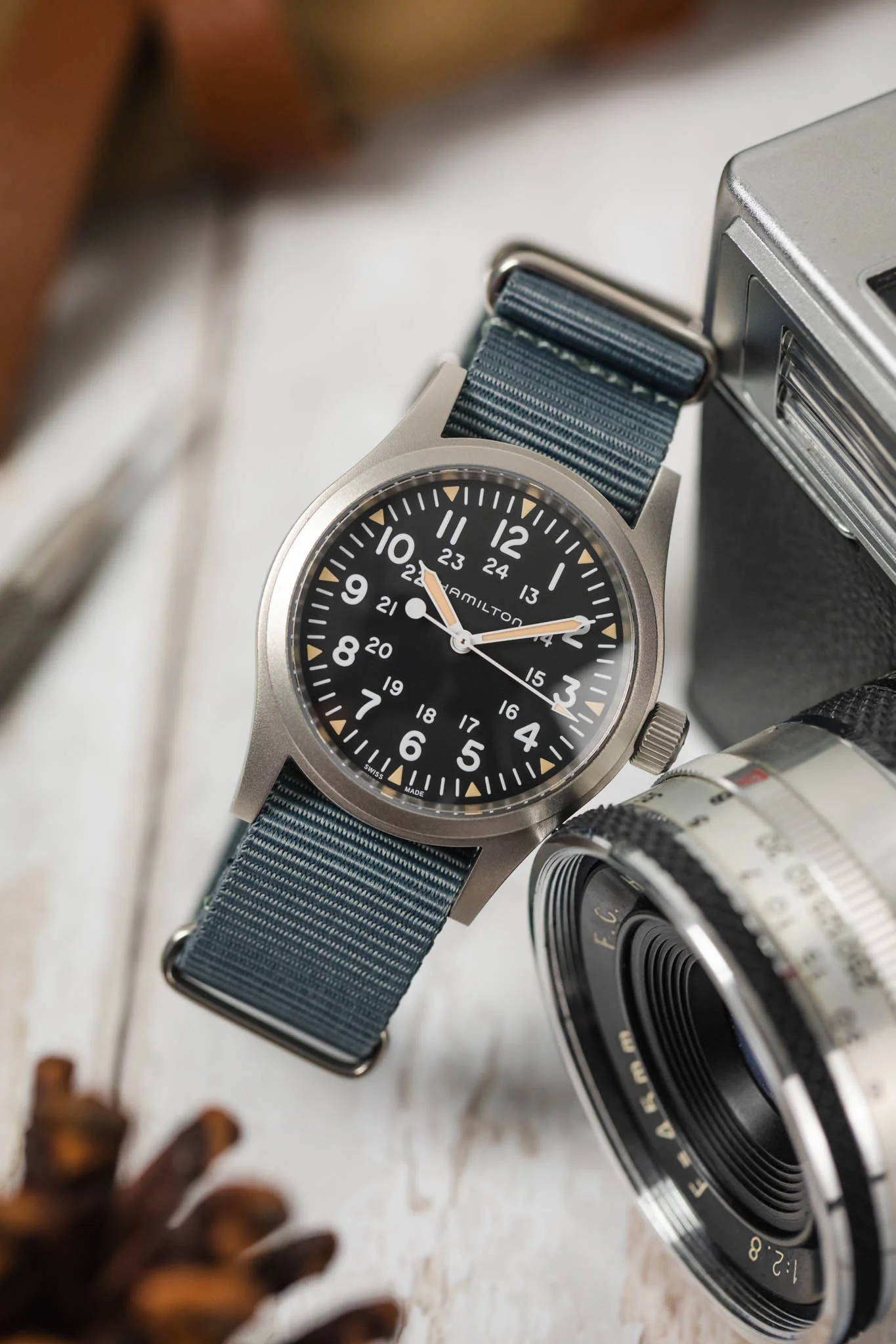 Nylon Watch Strap in GREY with Brushed Buckle and Keepers - Image 4