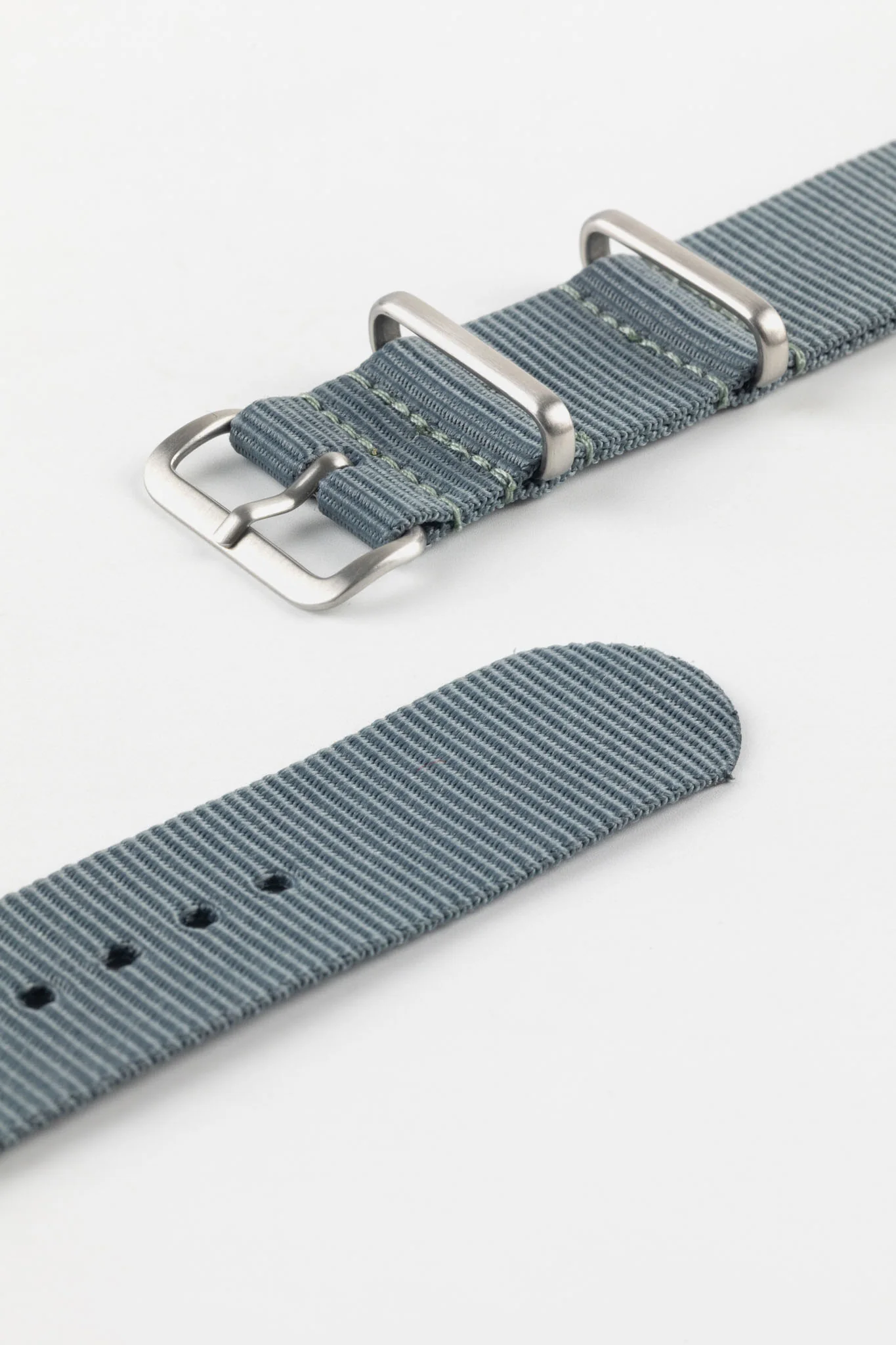 Nylon Watch Strap in GREY with Brushed Buckle and Keepers - Image 5