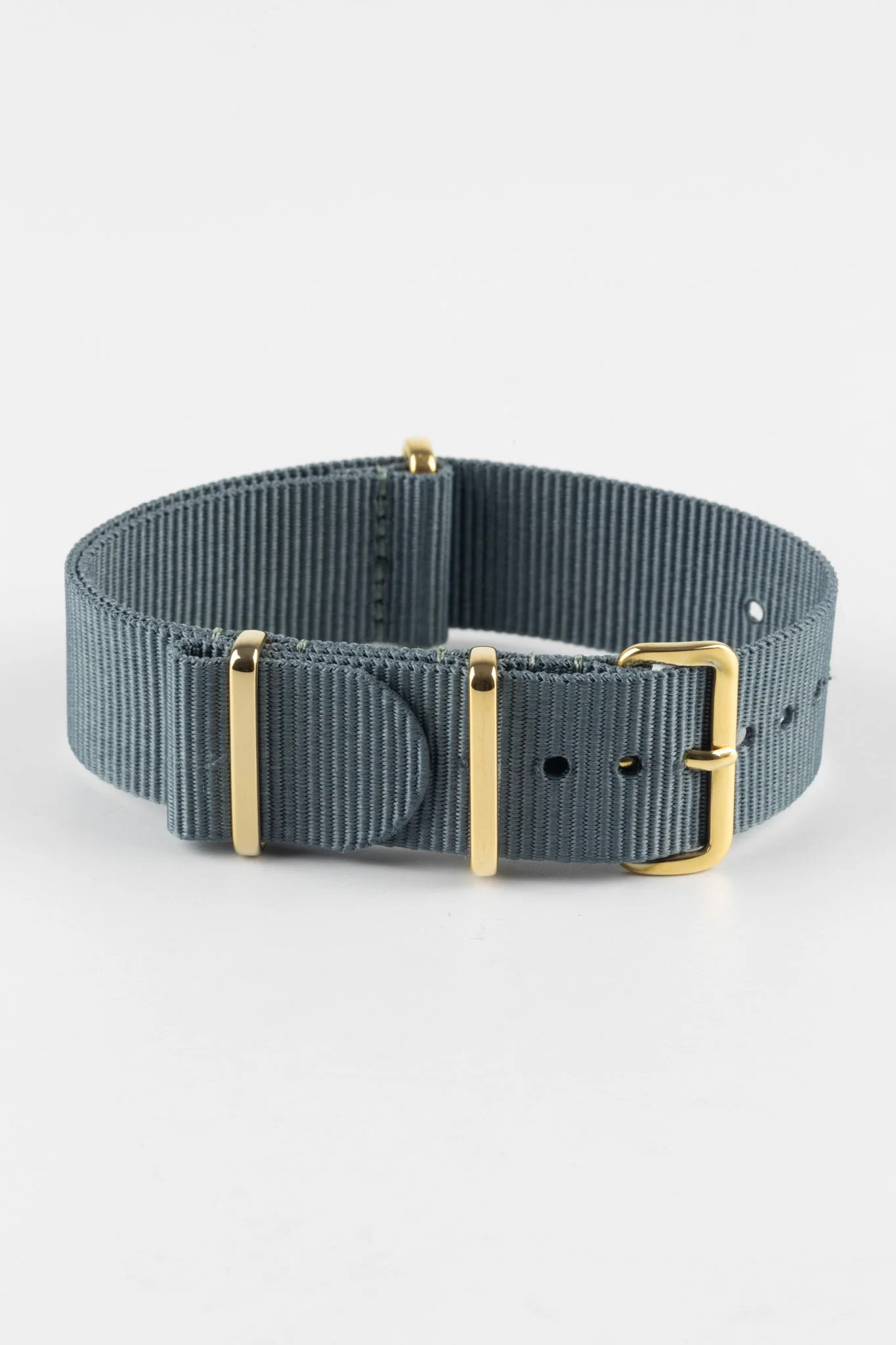 Nylon Watch Strap in GREY with Gold Buckle and Keepers - Image 3