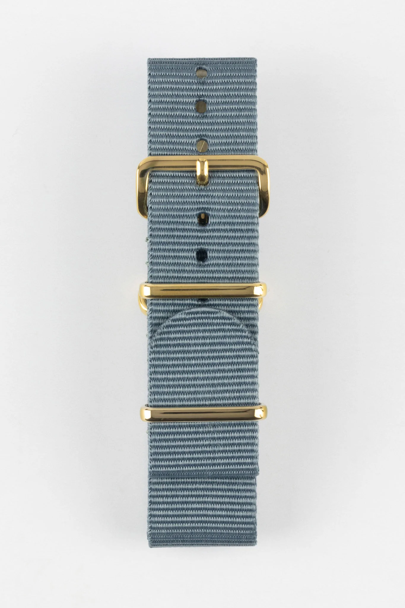 Nylon Watch Strap in GREY with Gold Buckle and Keepers - Image 7