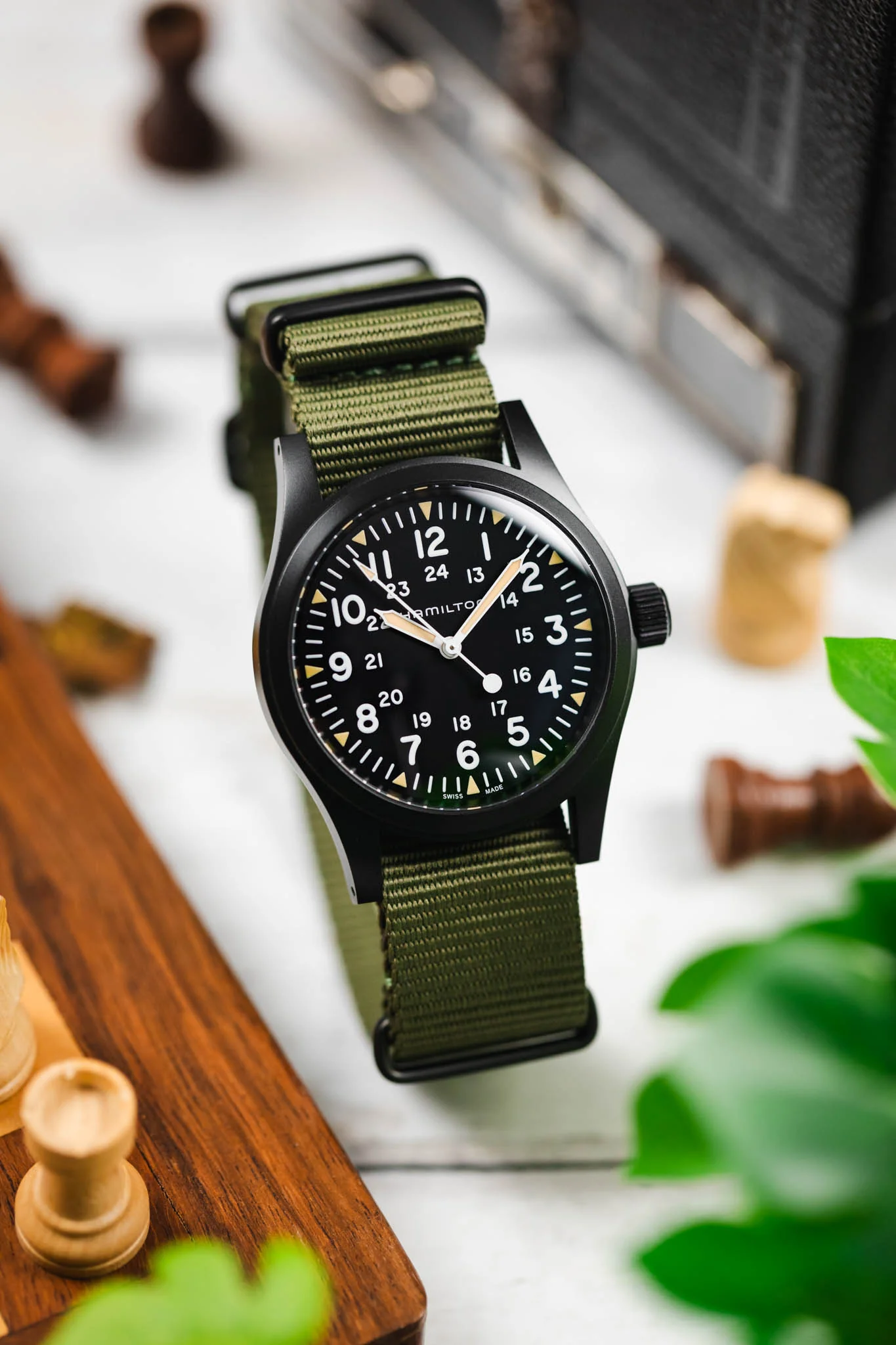 Nylon Watch Strap in OLIVE GREEN with PVD Buckle & Keepers - Image 4
