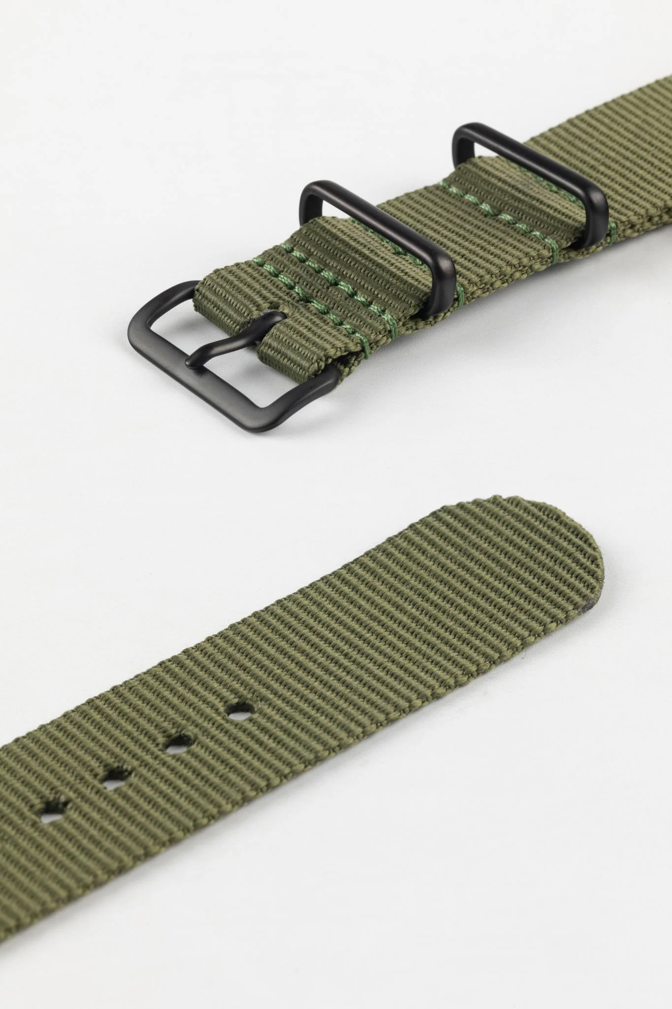 Nylon Watch Strap in OLIVE GREEN with PVD Buckle & Keepers - Image 5