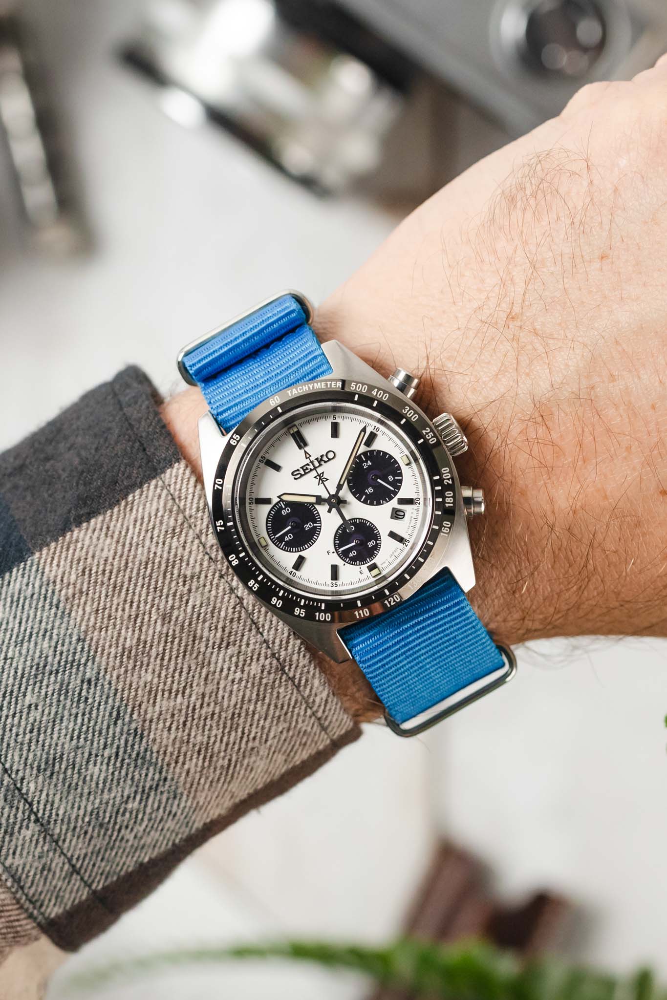 Nylon Watch Strap in CAPRI BLUE with Polished Buckle and Keepers - Image 2