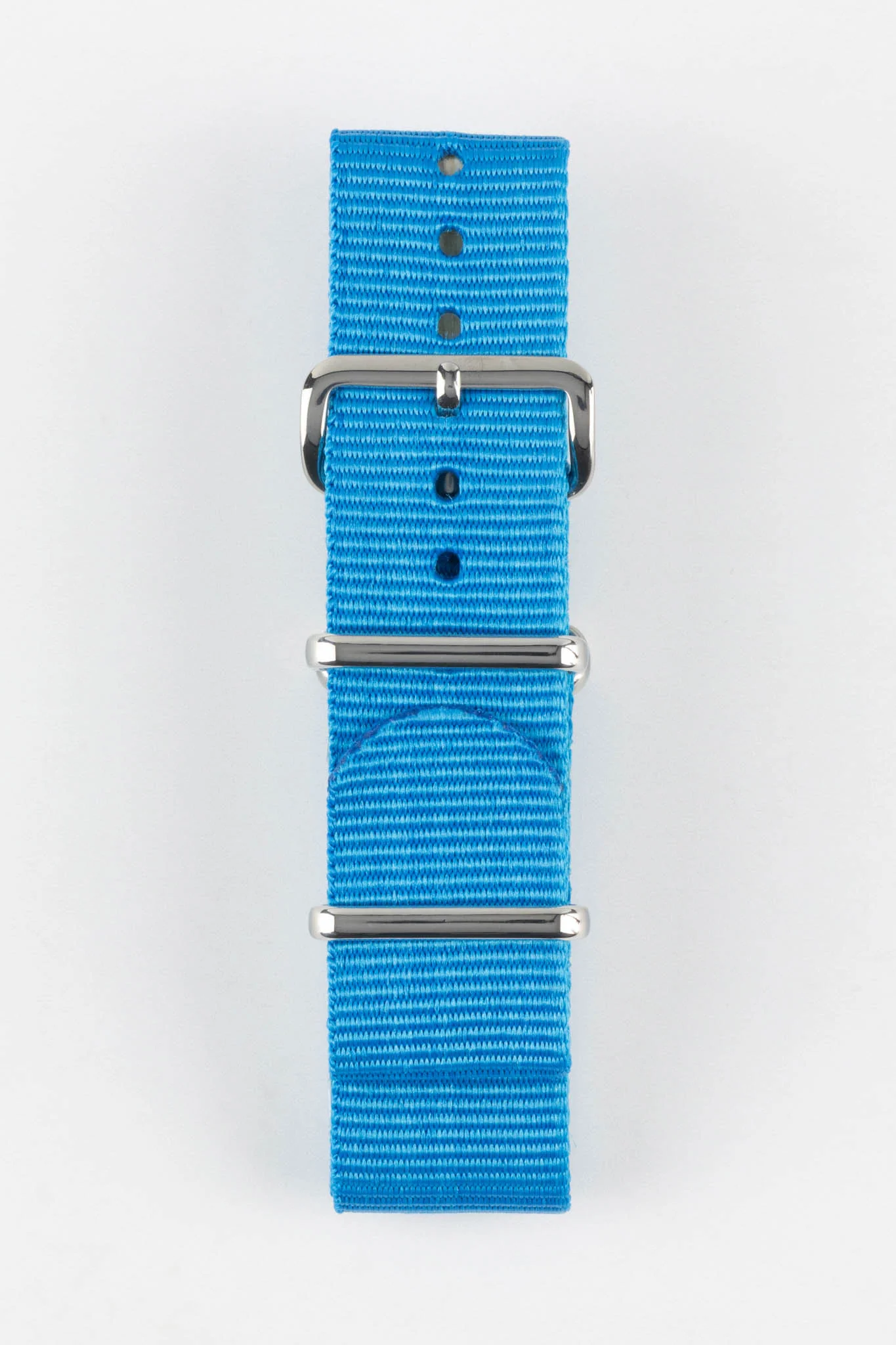 Nylon Watch Strap in CAPRI BLUE with Polished Buckle and Keepers - Image 7
