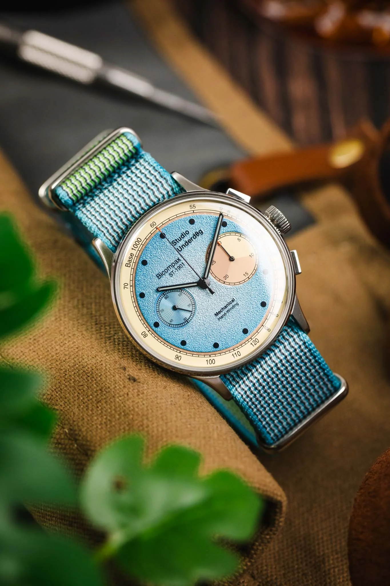 Nylon Watch Strap in SKY BLUE with Polished Buckle and Keepers - Image 4