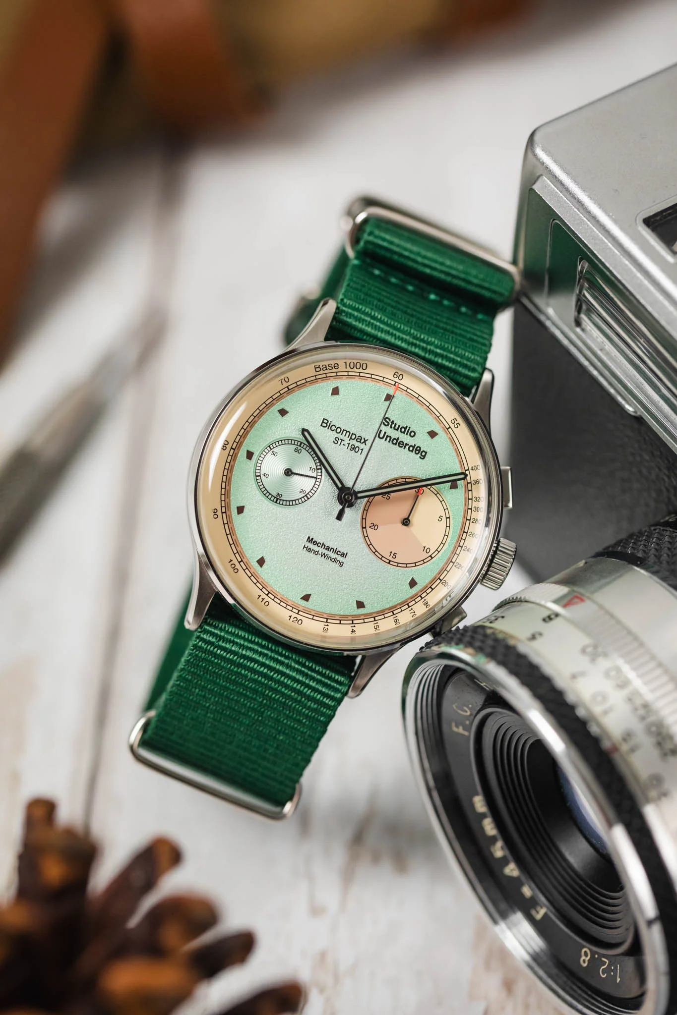 Nylon Watch Strap in EMERALD GREEN with Polished Buckle and Keepers - Image 4