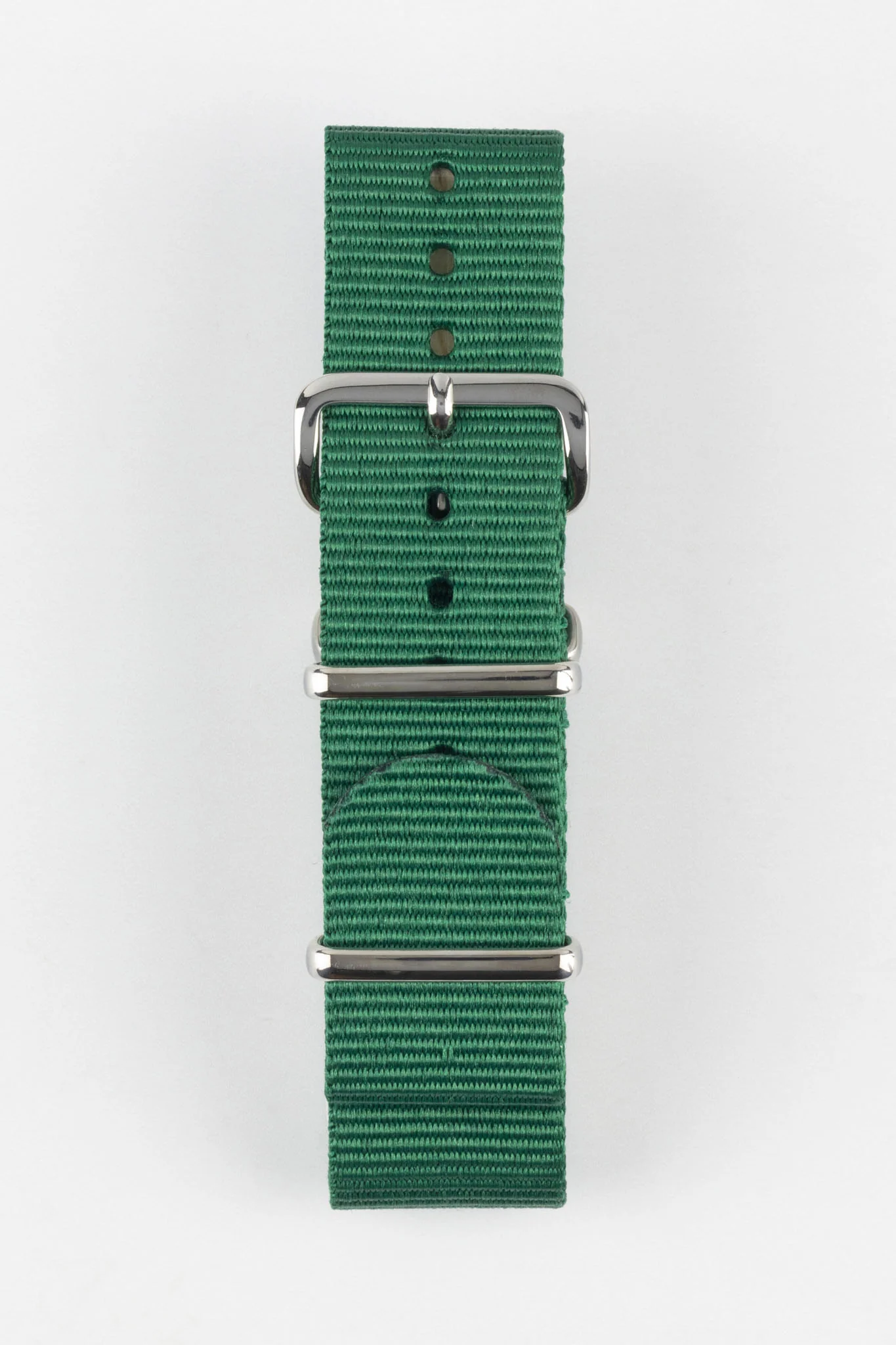 Nylon Watch Strap in EMERALD GREEN with Polished Buckle and Keepers - Image 7