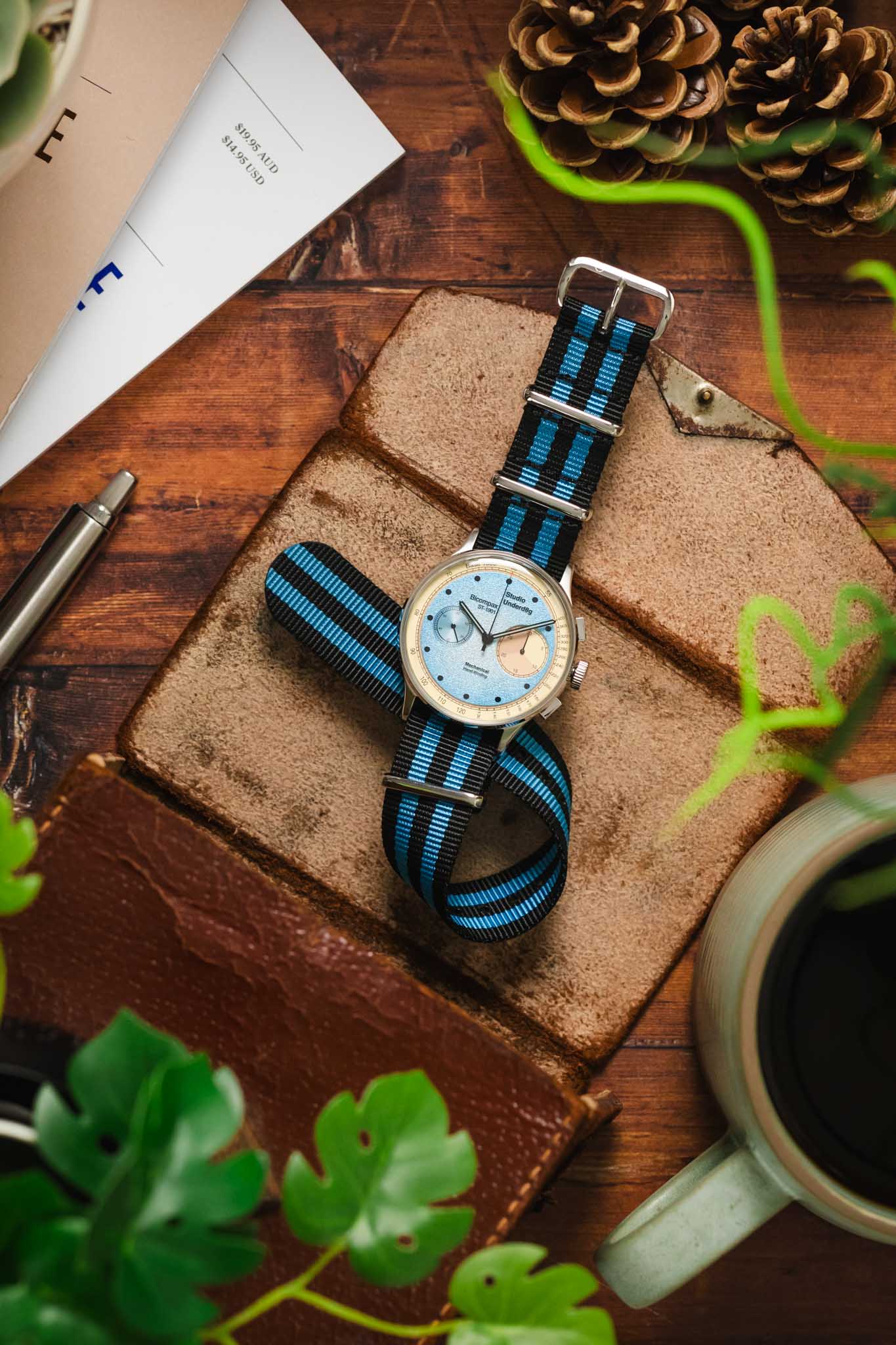 Nylon Watch Strap in BLACK with BLUE Stripes - Image 6
