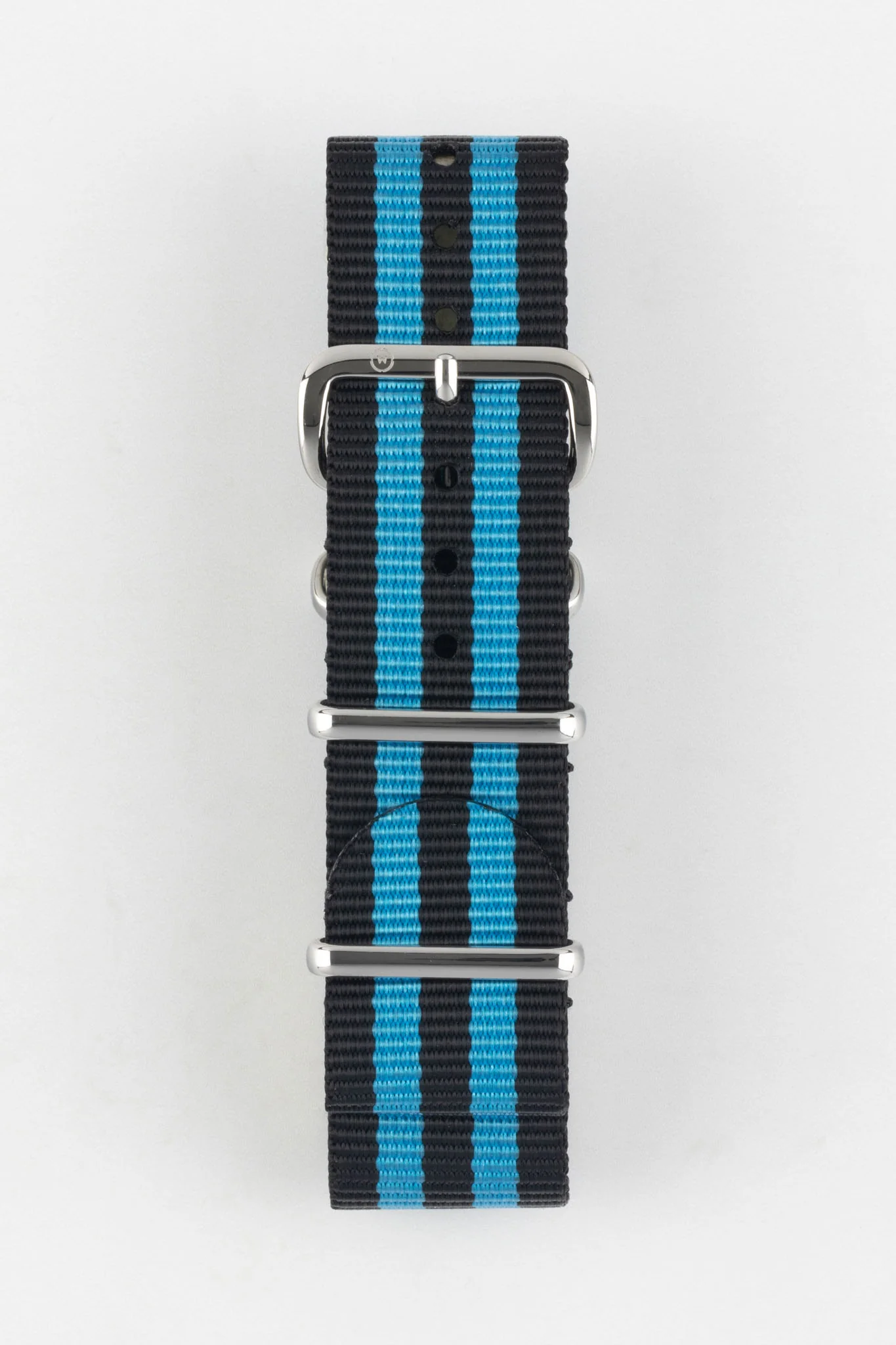 Nylon Watch Strap in BLACK with BLUE Stripes - Image 7