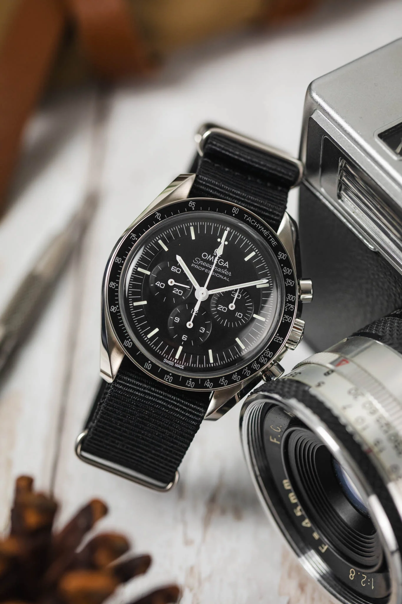 Nylon Watch Strap in BLACK with Polished Buckle and Keepers - Image 4