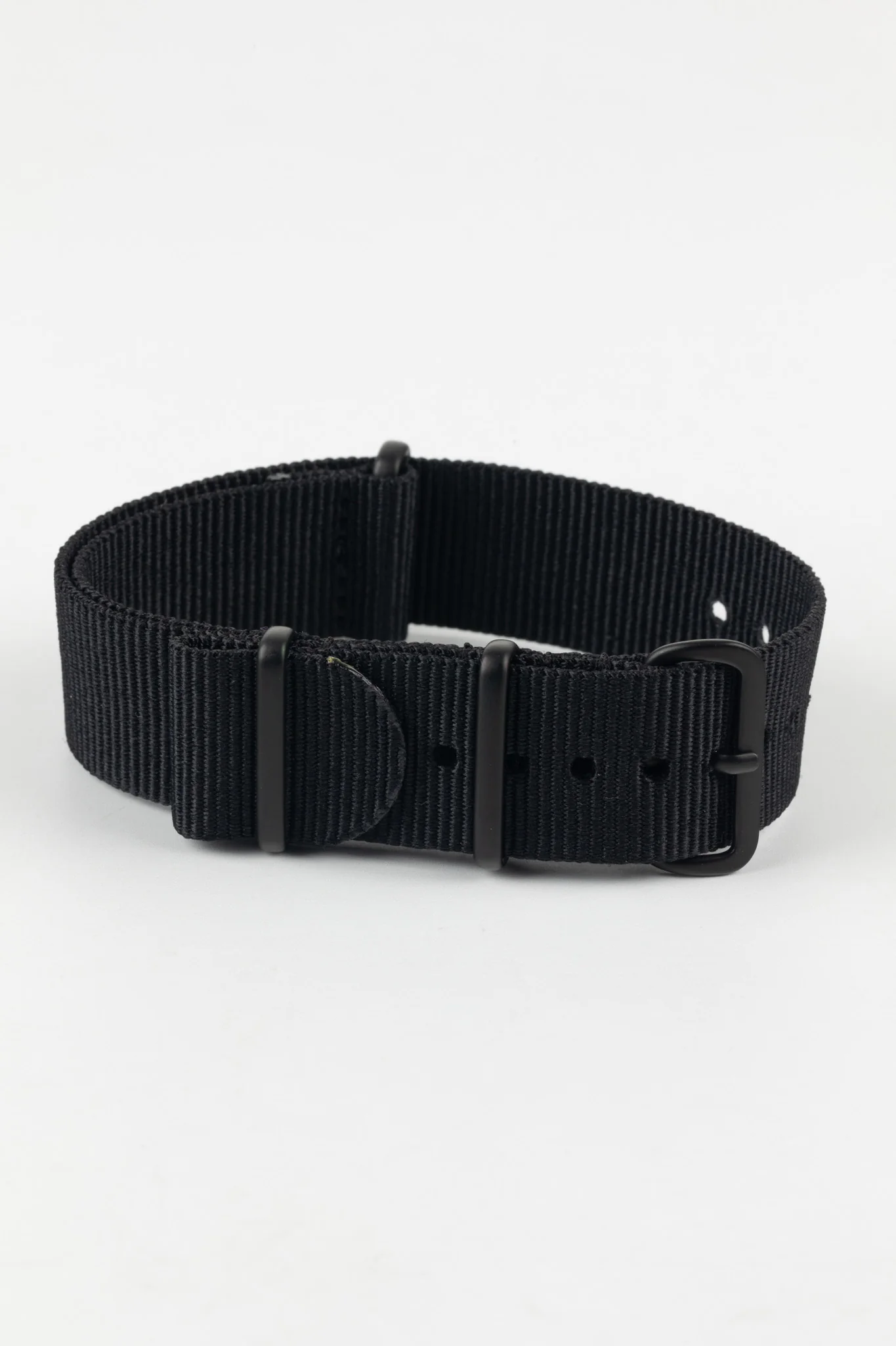 Nylon Watch Strap in BLACK with PVD Buckle and Keepers - Image 3