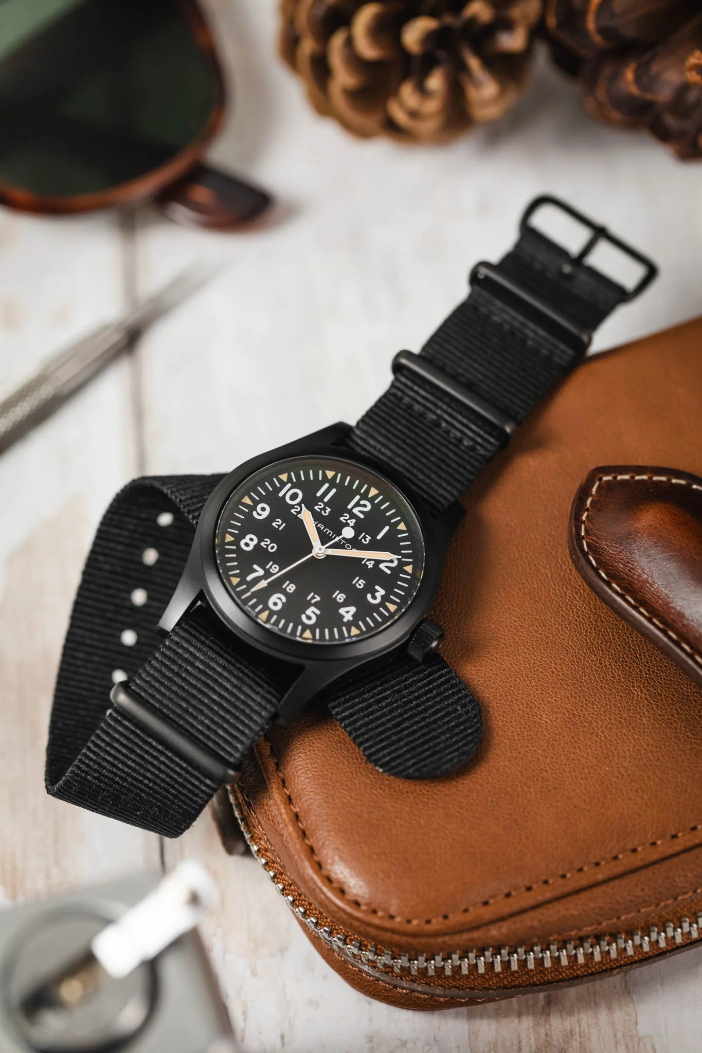 Nylon Watch Strap in BLACK with PVD Buckle and Keepers - Image 4