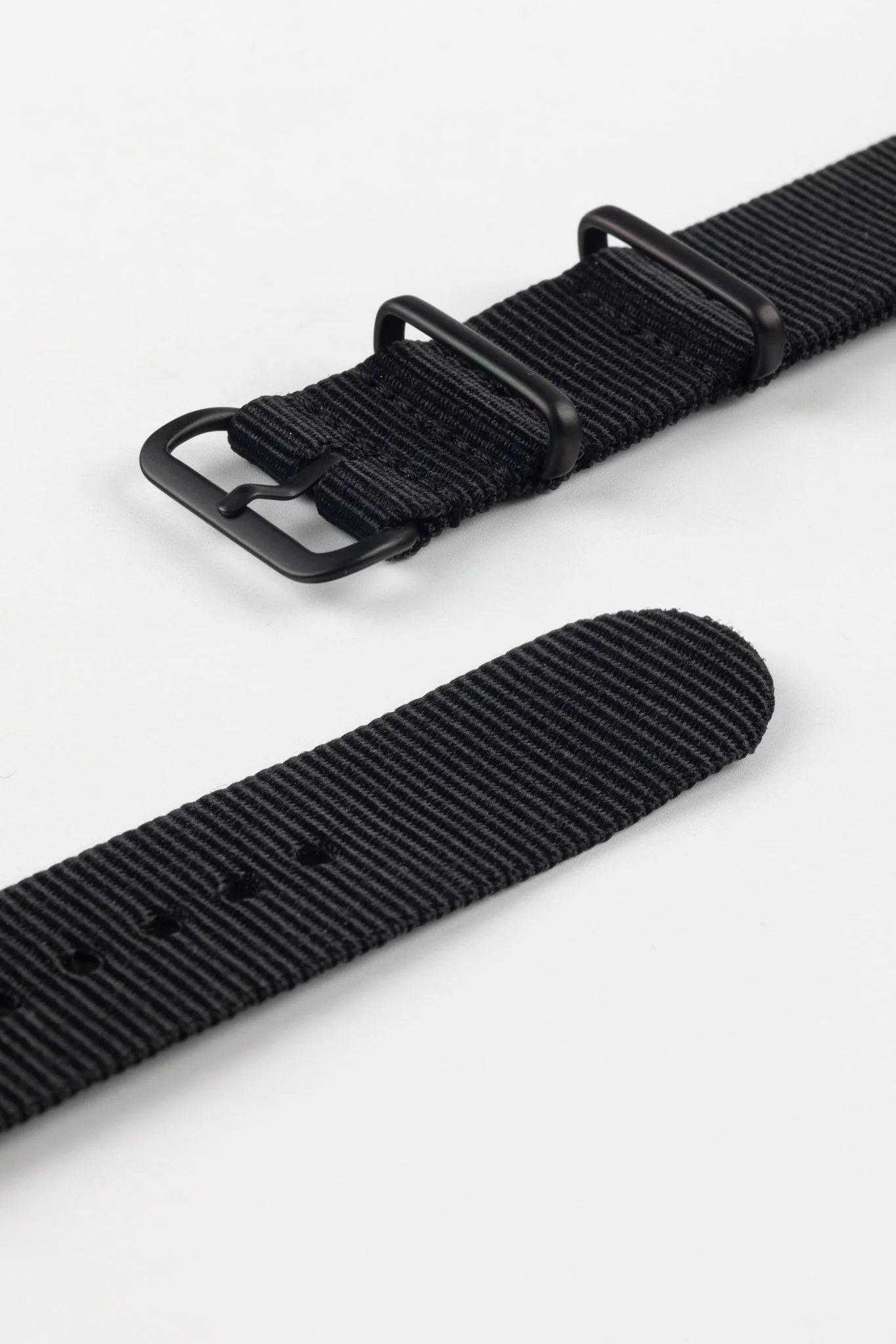 Nylon Watch Strap in BLACK with PVD Buckle and Keepers - Image 5