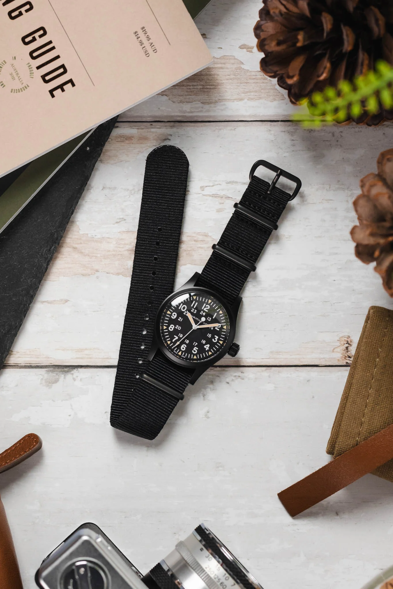 Nylon Watch Strap in BLACK with PVD Buckle and Keepers - Image 6