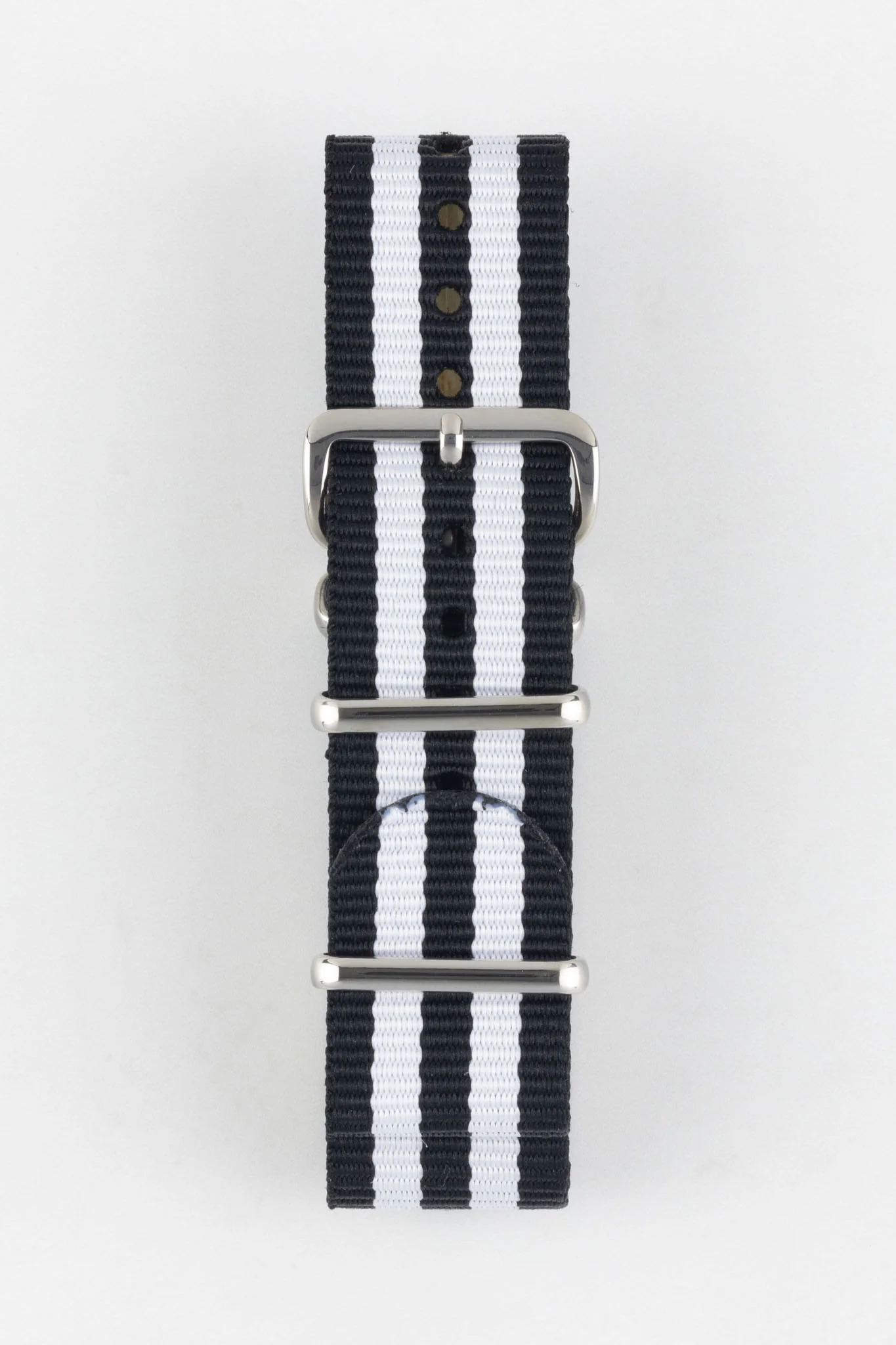 Nylon Watch Strap in BLACK with WHITE Stripes - Image 7