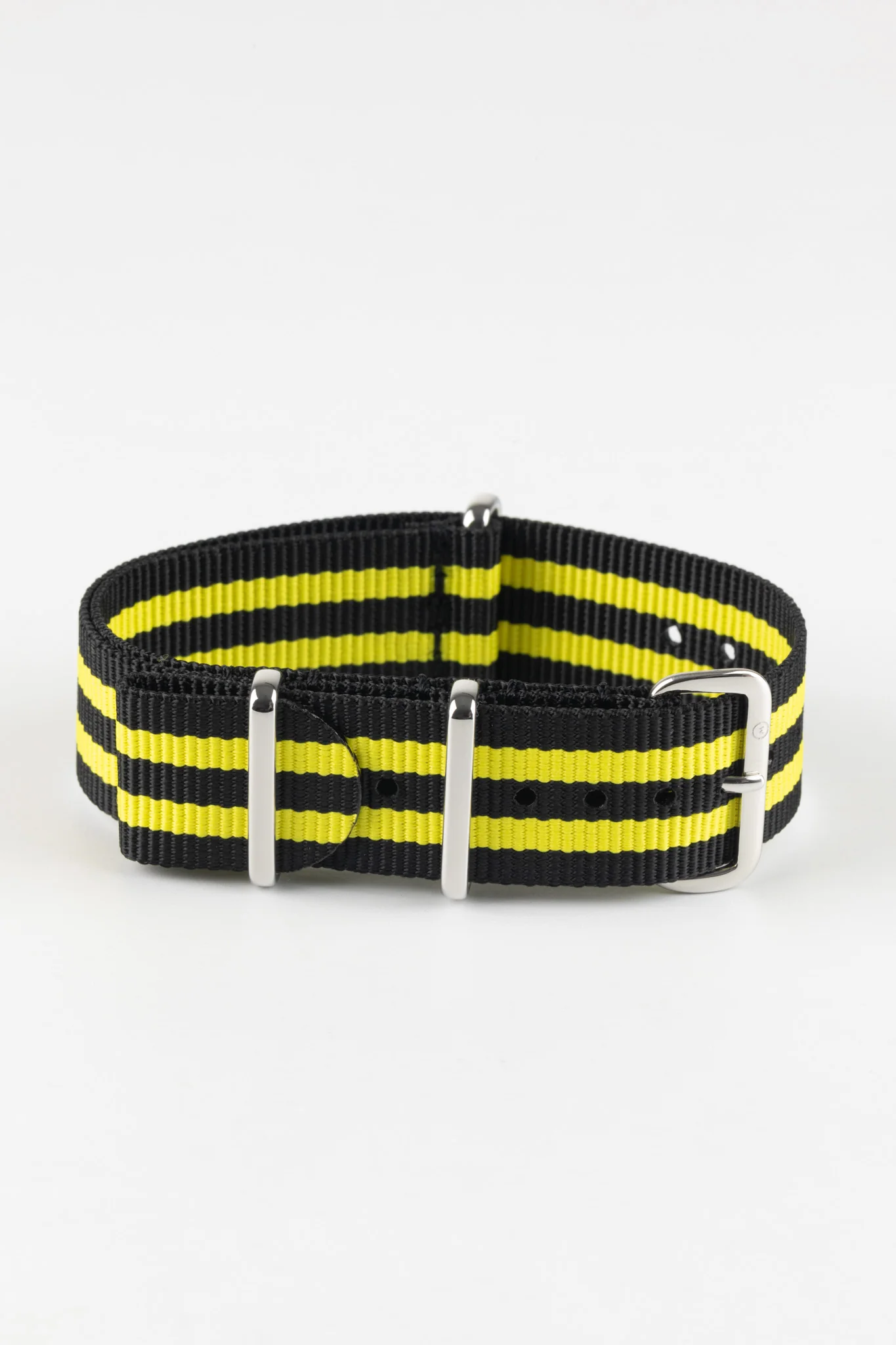 Nylon Watch Strap in BLACK with YELLOW Stripes - Image 3