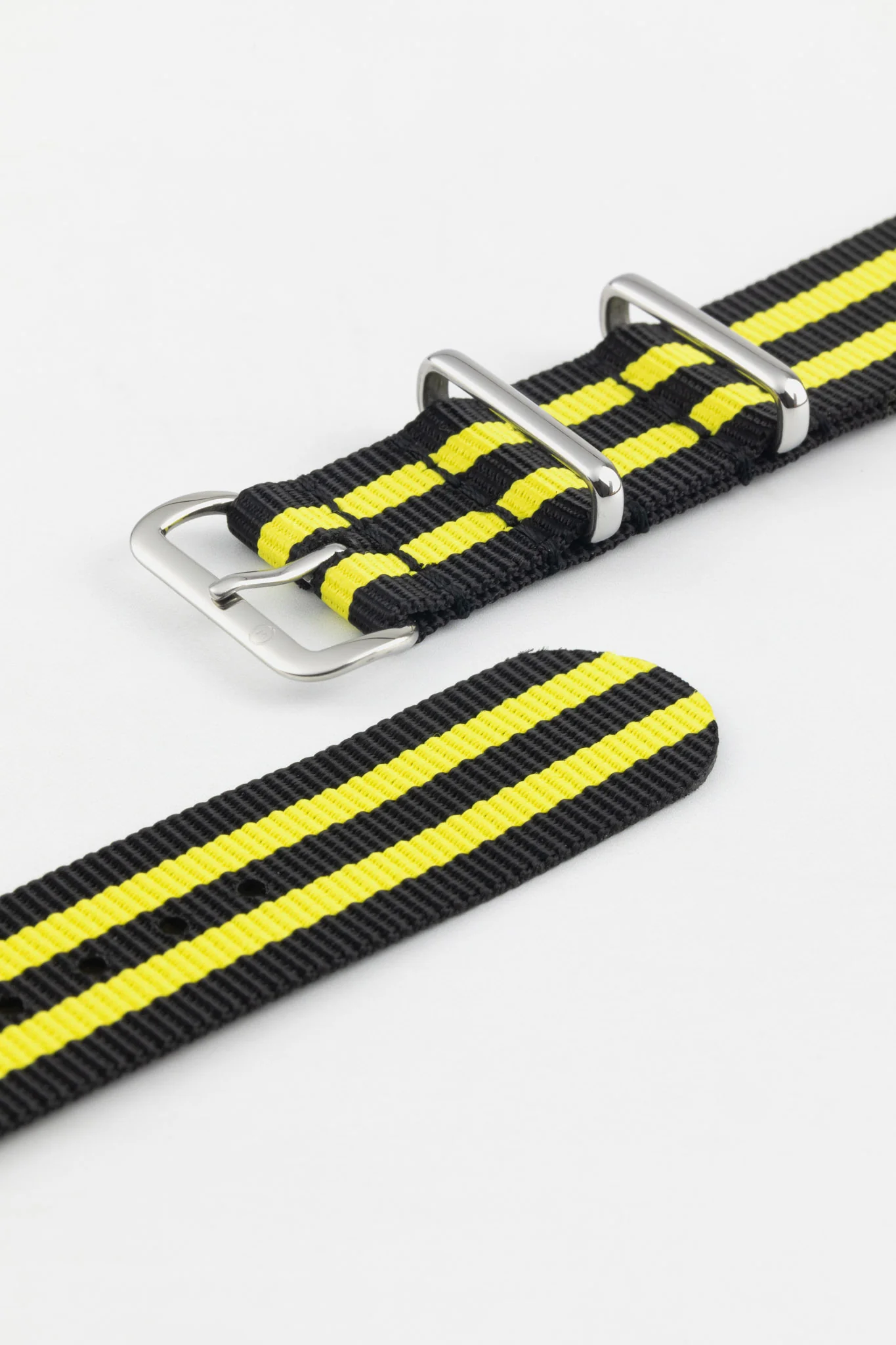 Nylon Watch Strap in BLACK with YELLOW Stripes - Image 5