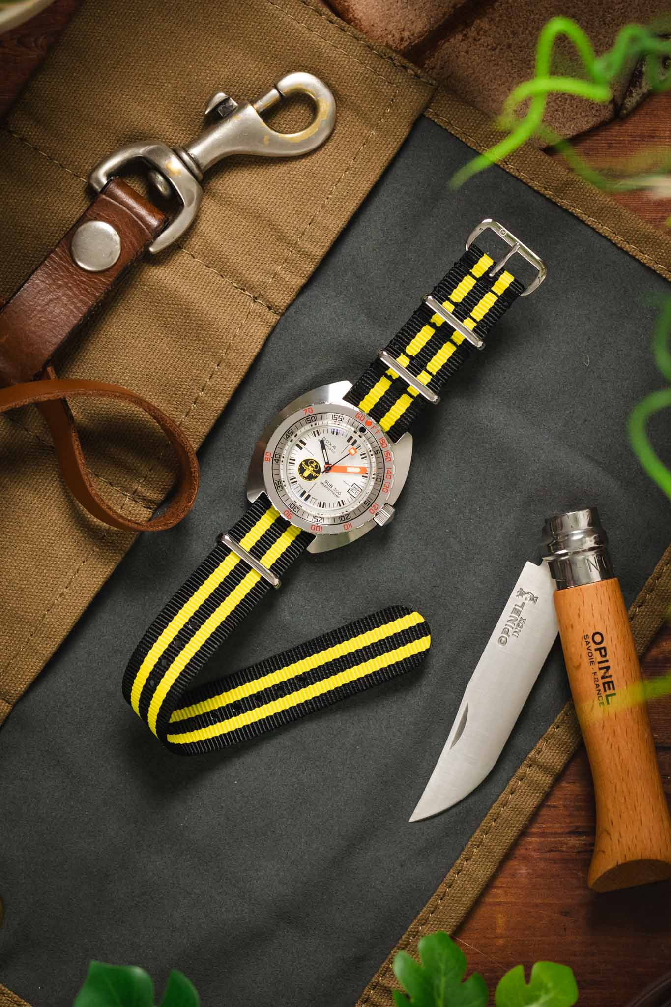 Nylon Watch Strap in BLACK with YELLOW Stripes - Image 6