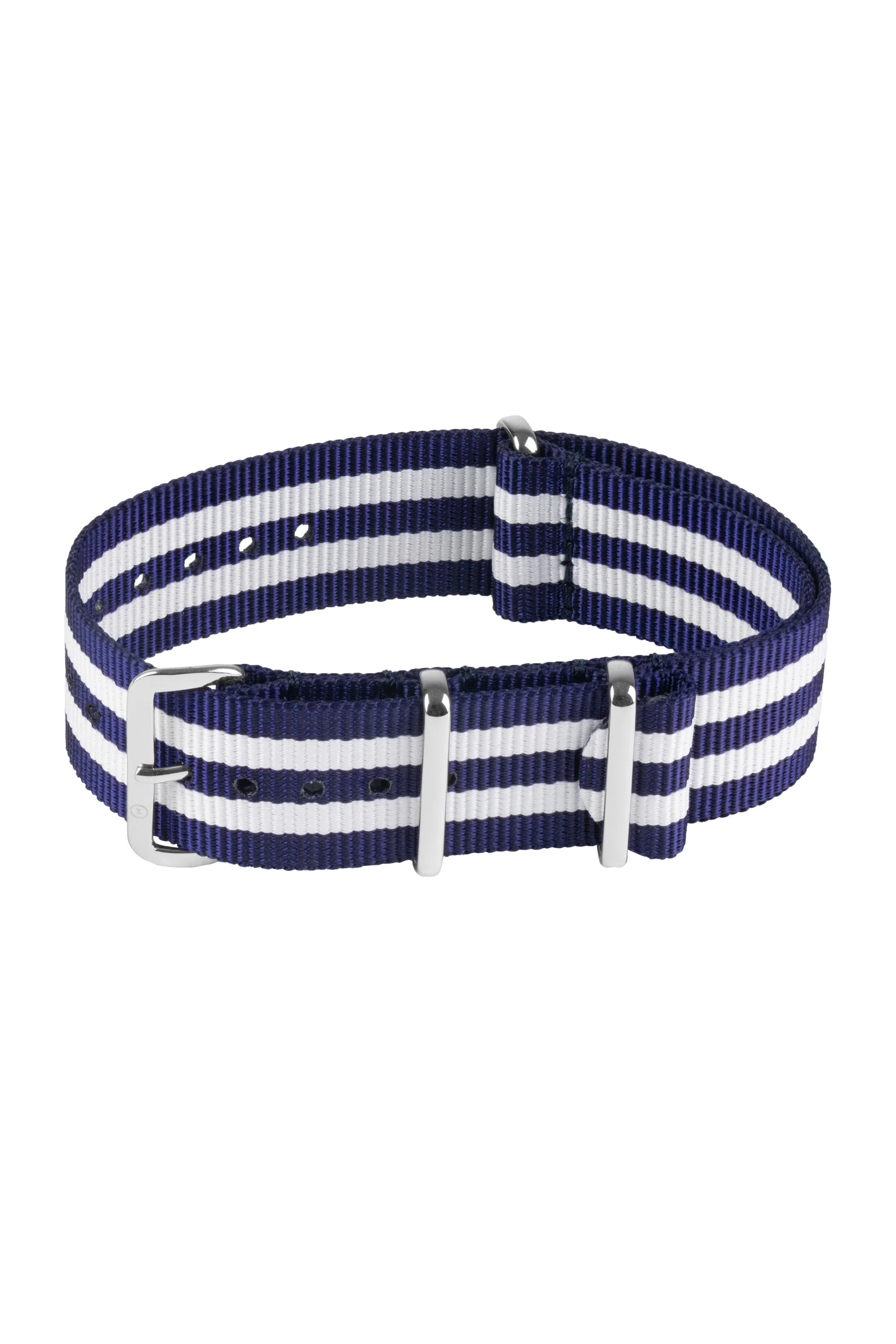Nylon Watch Strap in BLUE with WHITE Stripes - Image 4