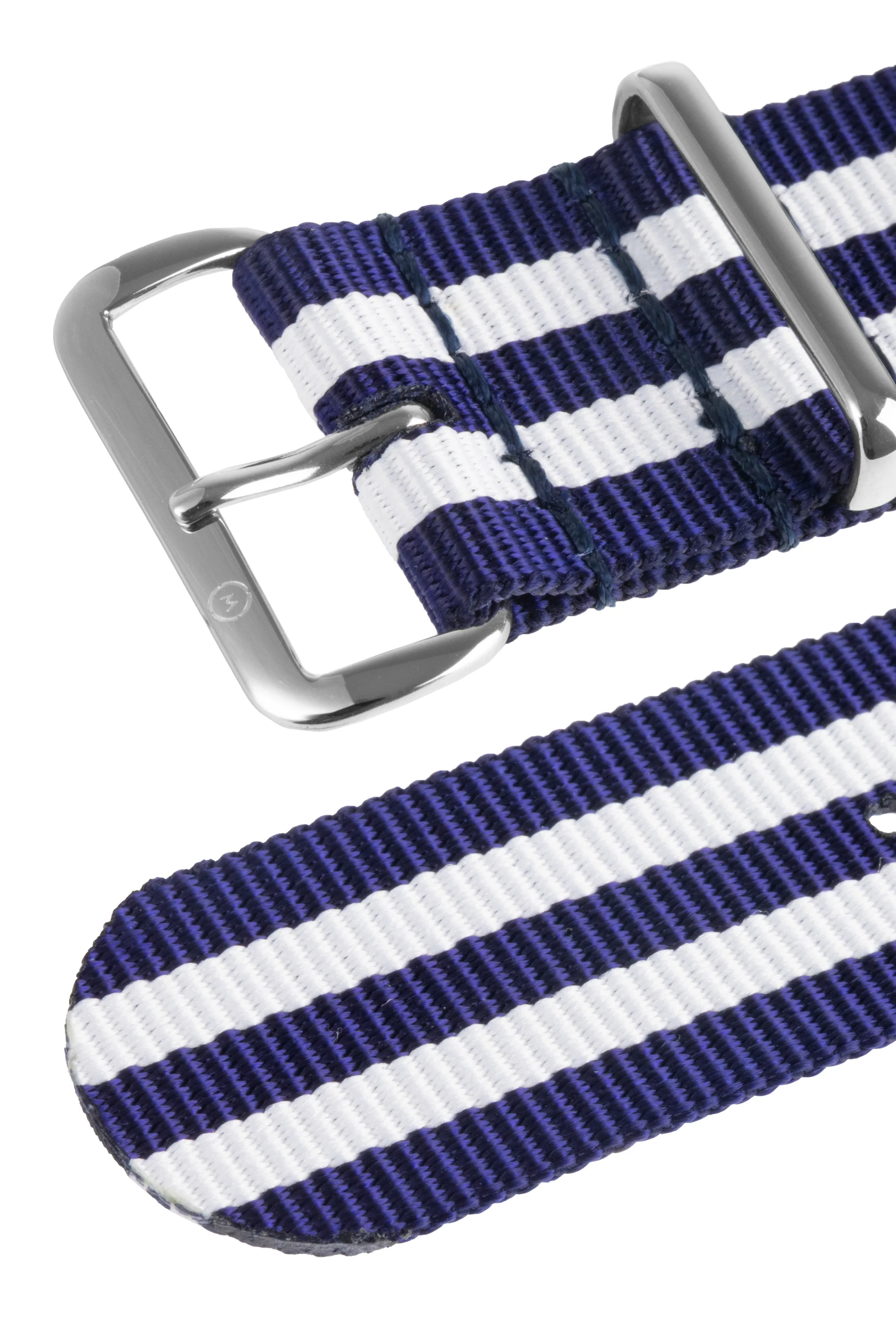 Nylon Watch Strap in BLUE with WHITE Stripes - Image 5