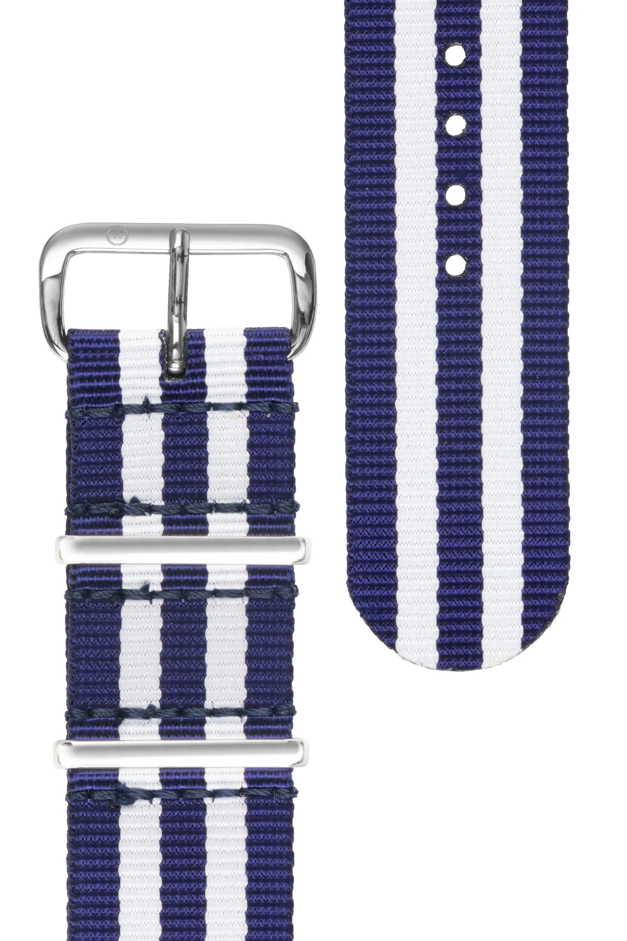Nylon Watch Strap in BLUE with WHITE Stripes - Image 6
