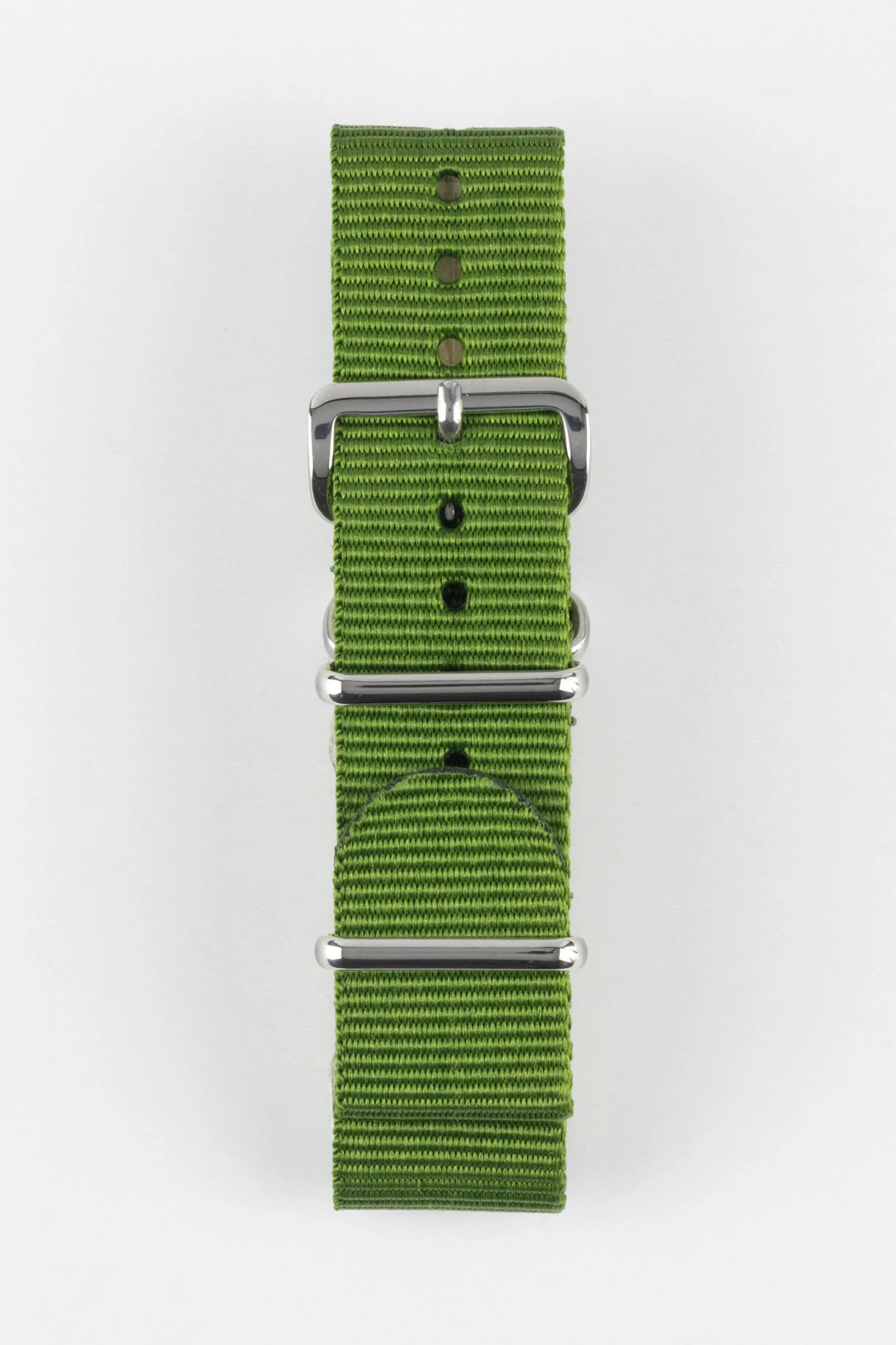 Nylon Watch Strap in GREEN with Polished Buckle and Keepers - Image 7