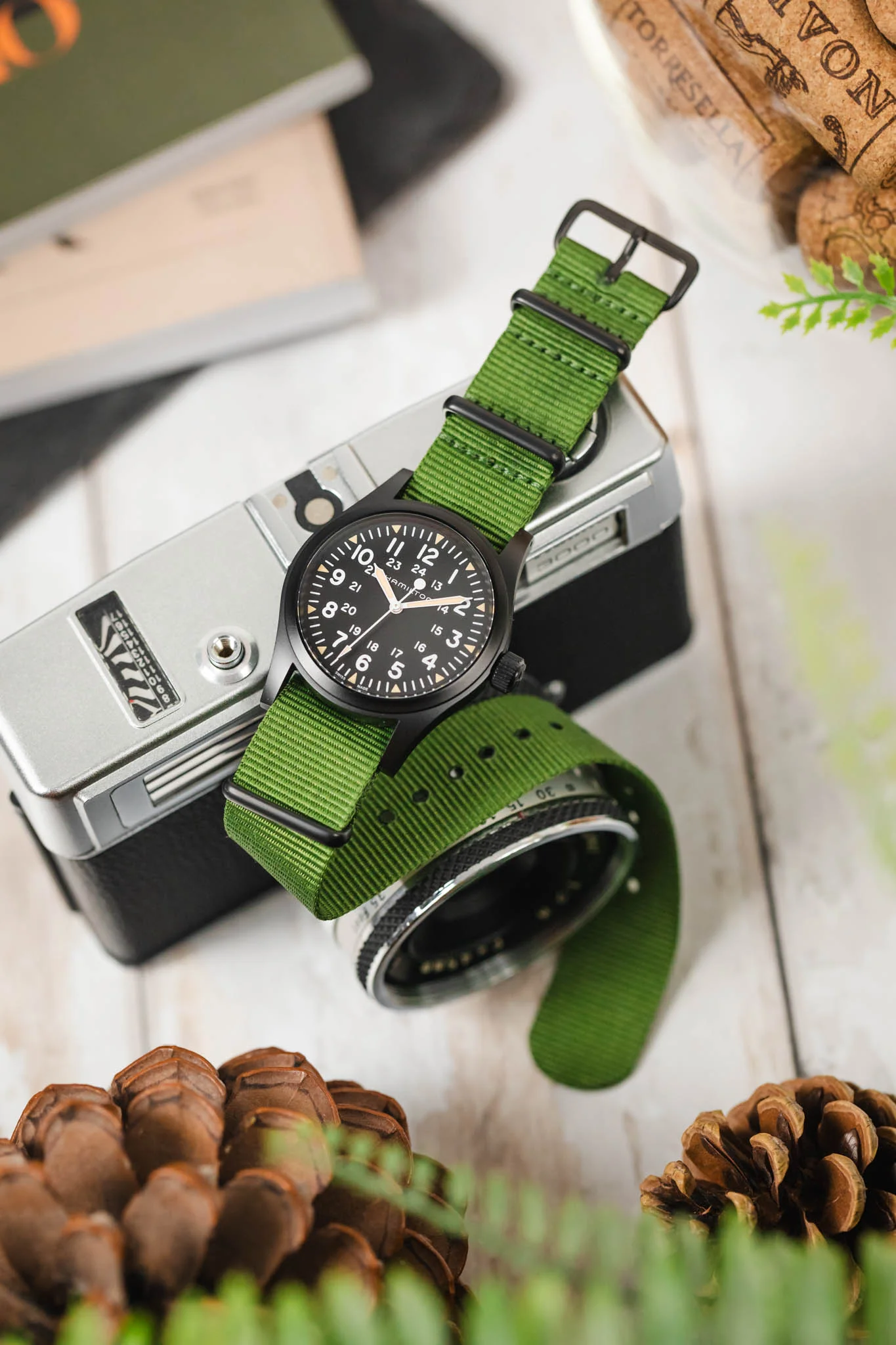 Nylon Watch Strap in GREEN with PVD Buckle and Keepers - Image 4