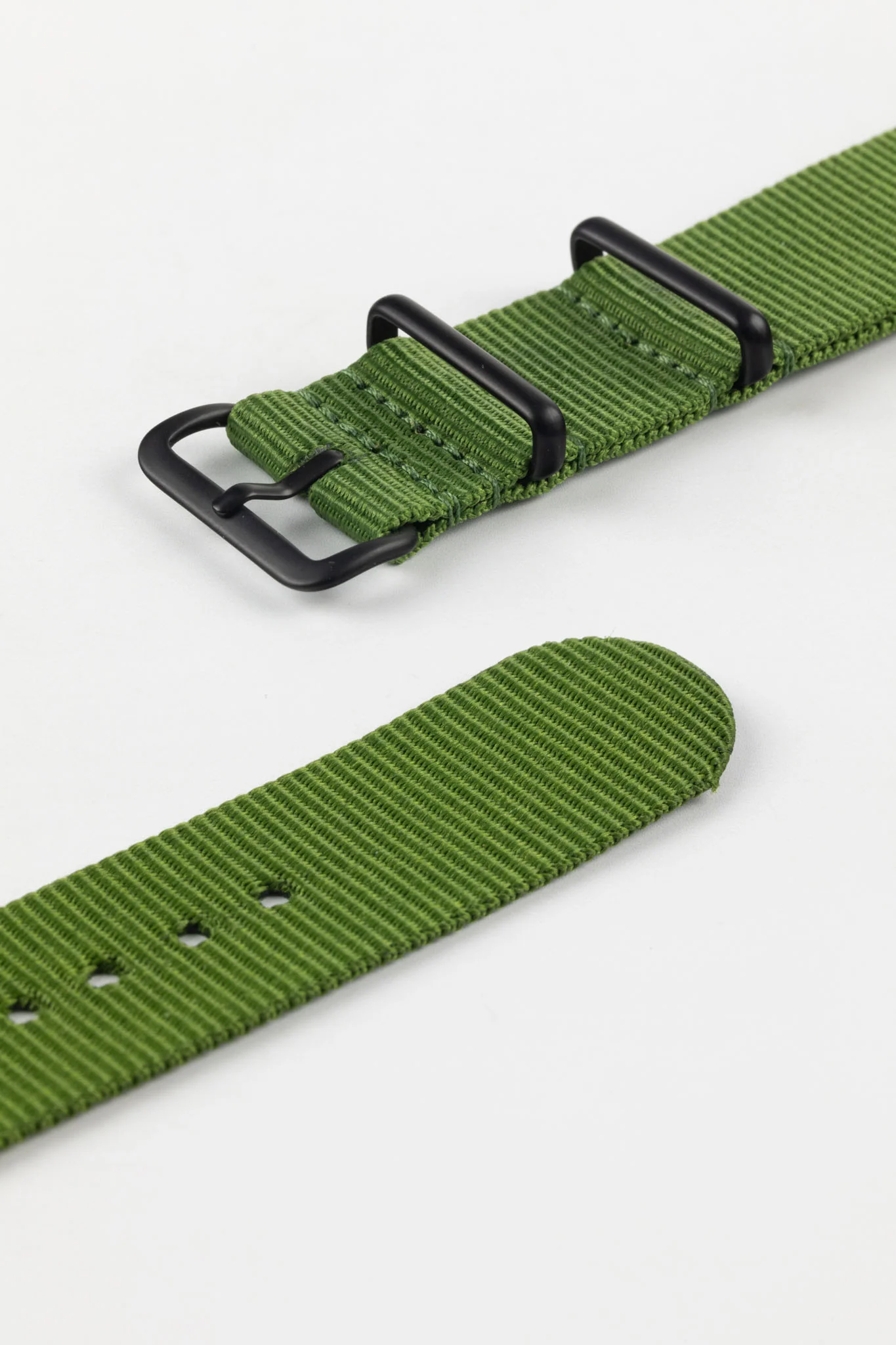 Nylon Watch Strap in GREEN with PVD Buckle and Keepers - Image 5